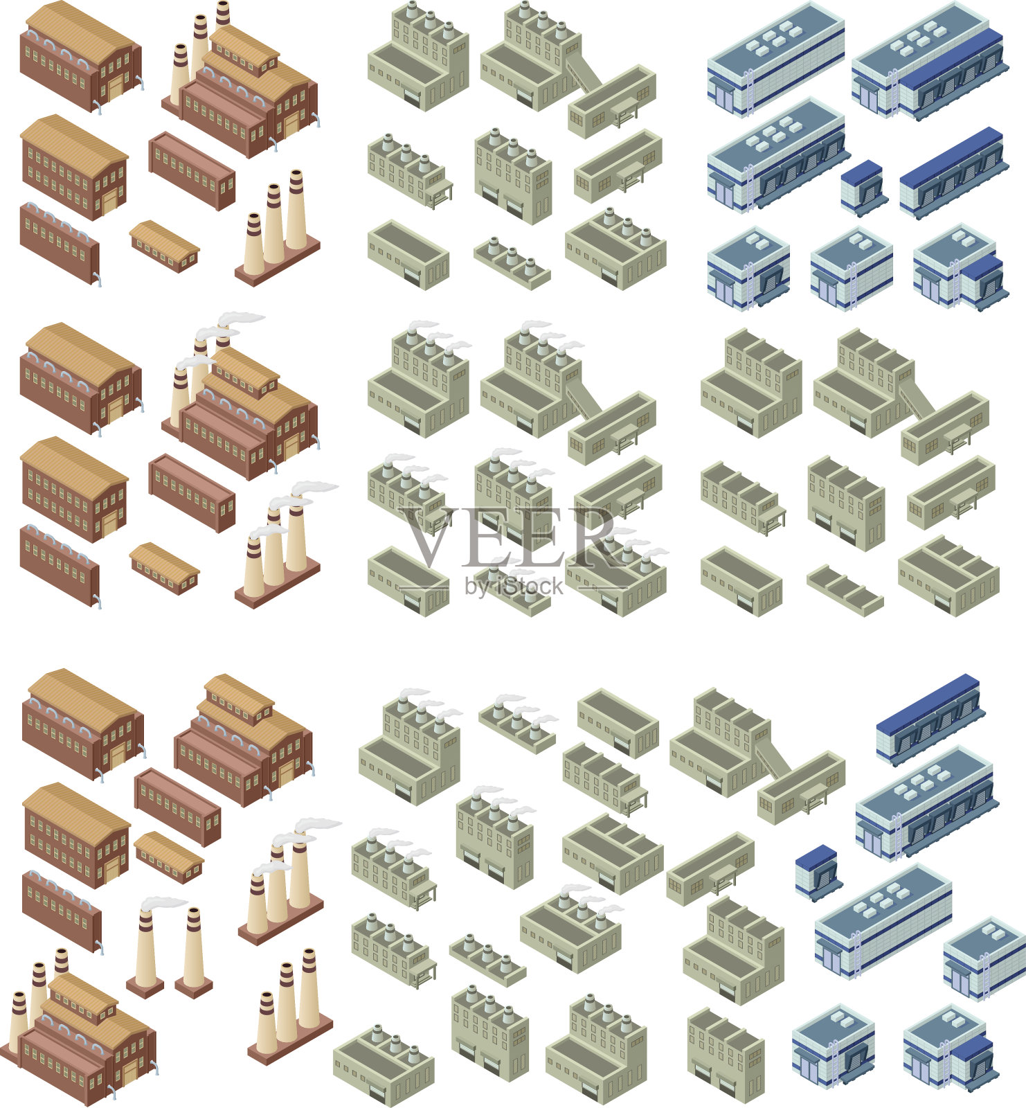 等距建筑向量集。插画图片素材