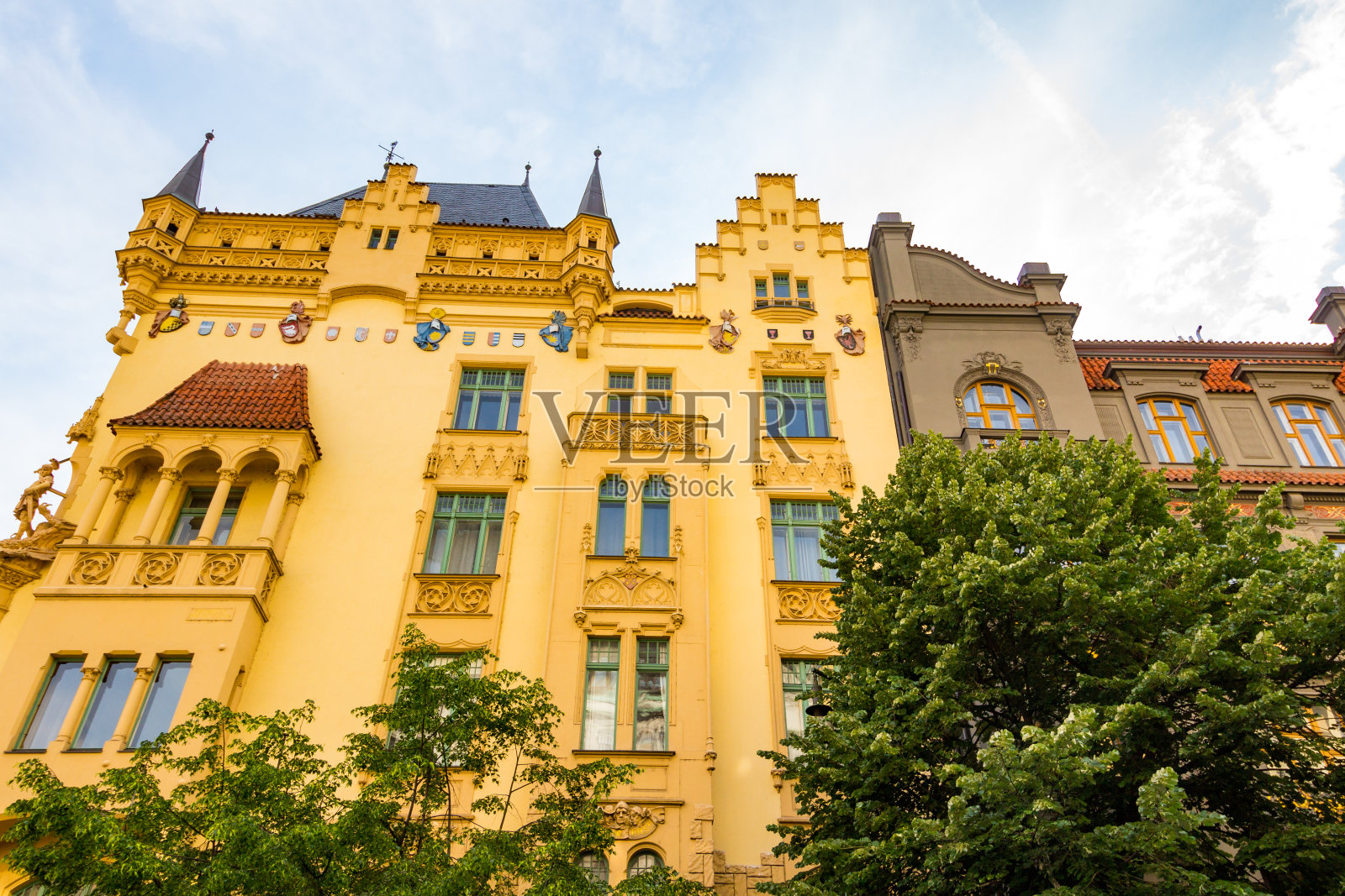 捷克共和国，布拉格，犹太人区的传统建筑照片摄影图片