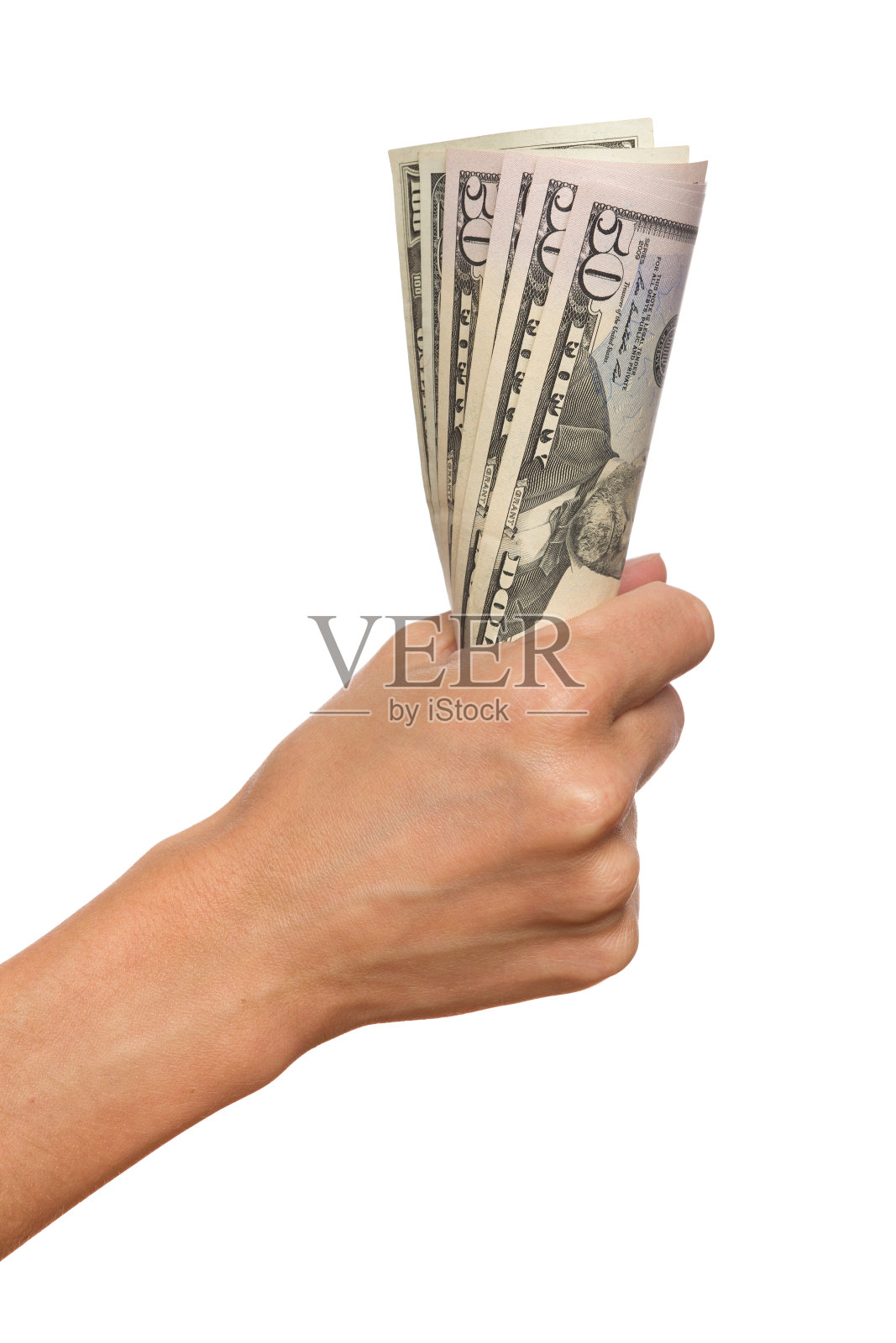 持有一美元钞票照片摄影图片