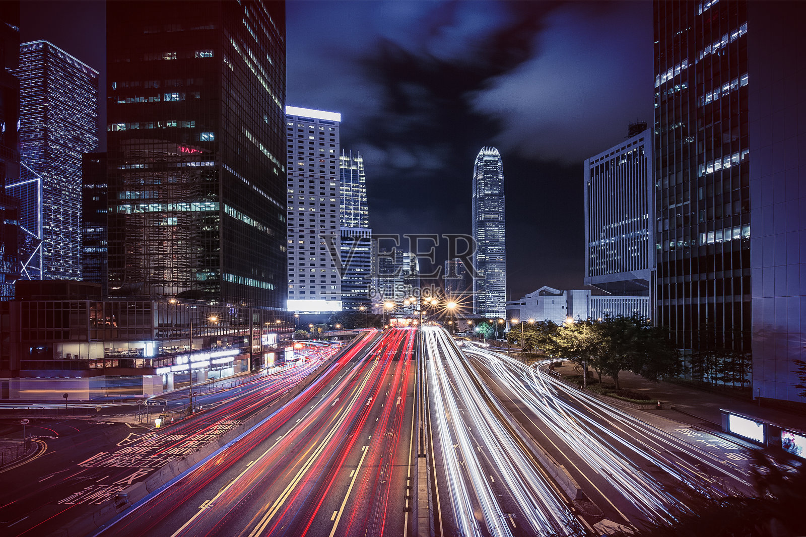 香港中区的夜景照片摄影图片