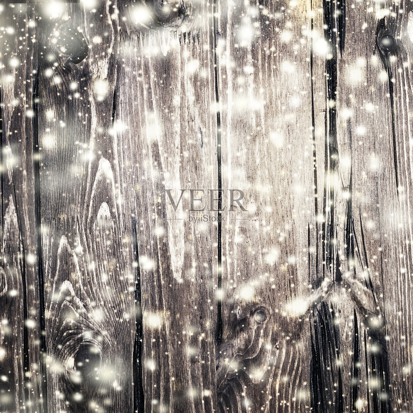 圣诞背景与雪花和木制纹理。雪啊照片摄影图片