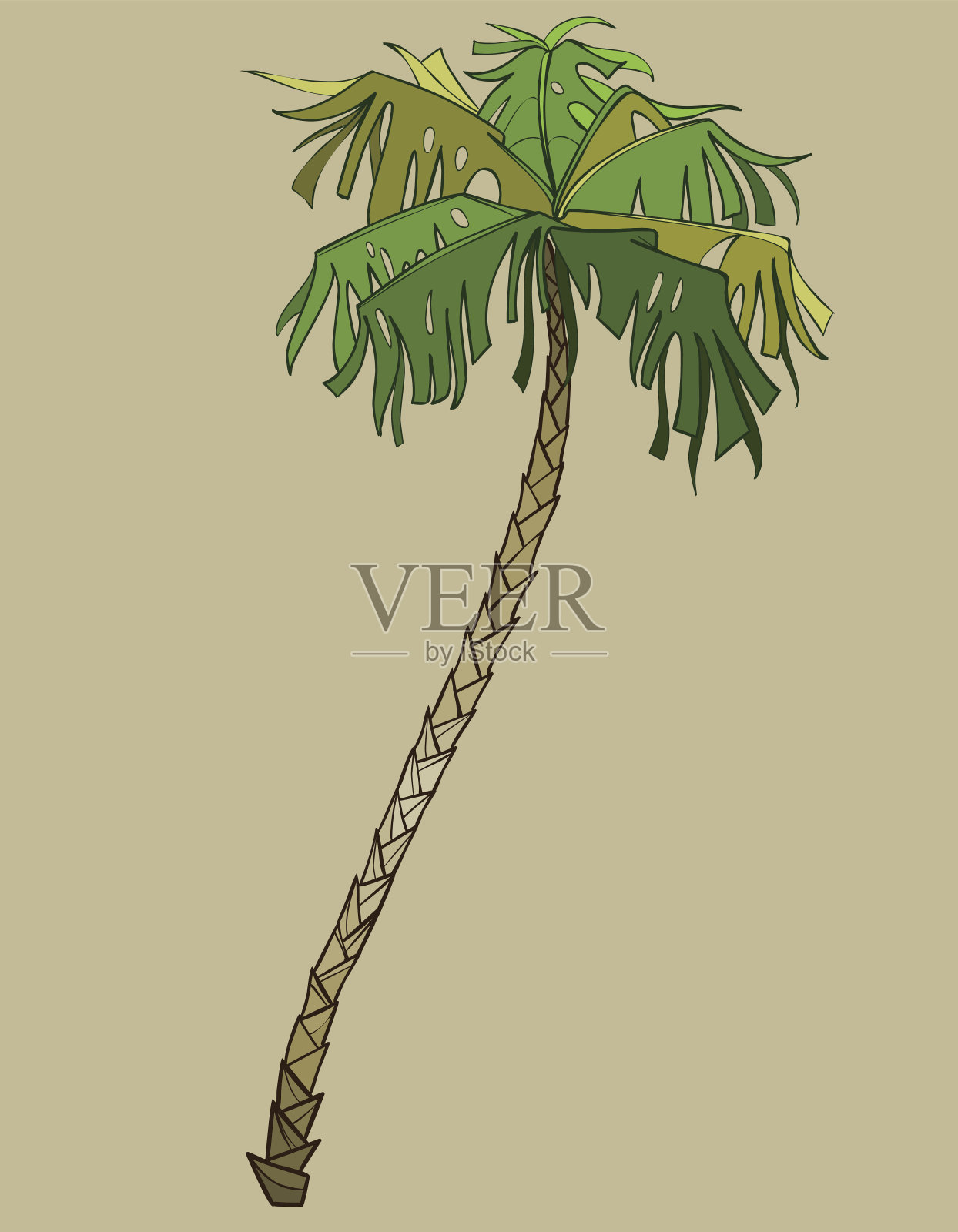 卡通里弯了的椰子树没有椰子设计元素图片