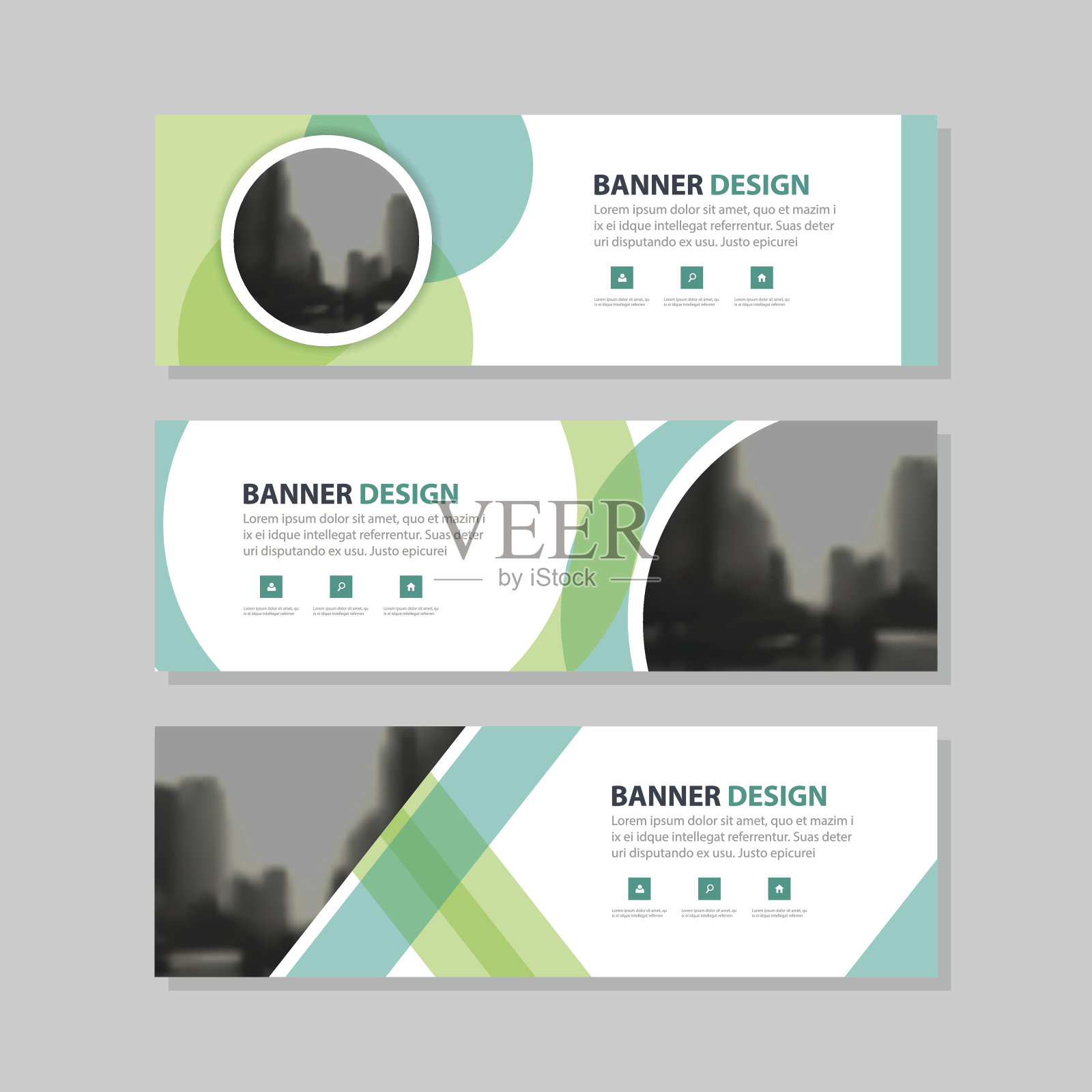 生态绿色抽象圈企业经营横幅模板，横向广告插画图片素材