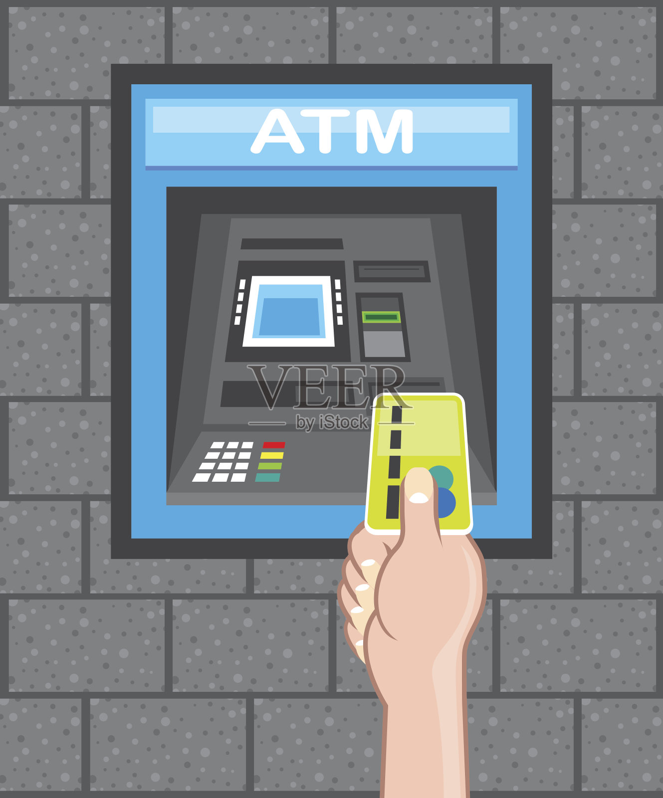 ATM机人手卡向量插画图片素材