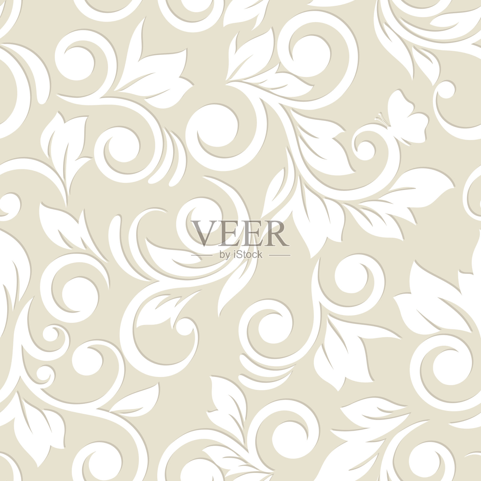 无缝图案与花和叶。花卉装饰。插画图片素材