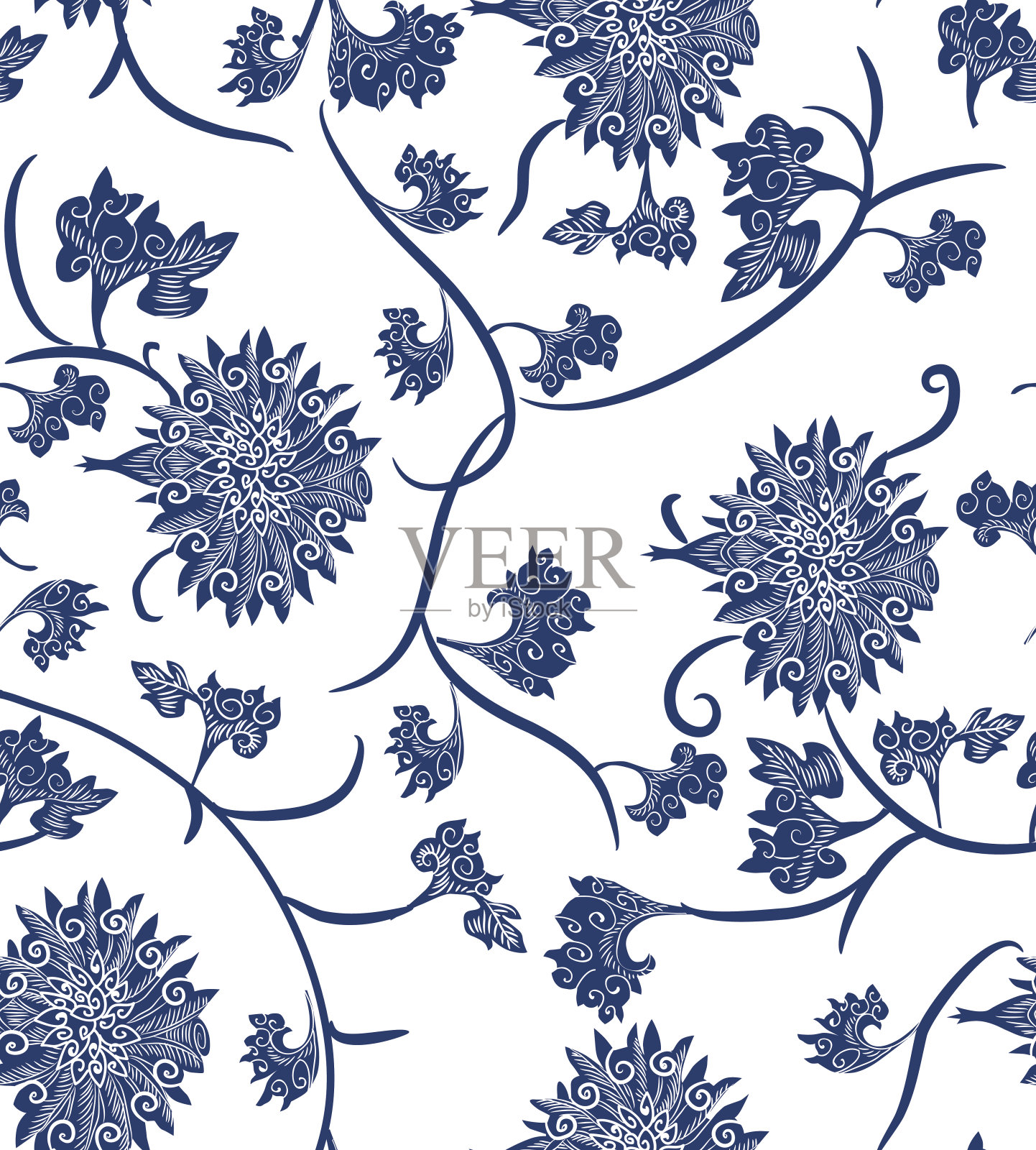 无缝重复手工制作的中国图案插画图片素材