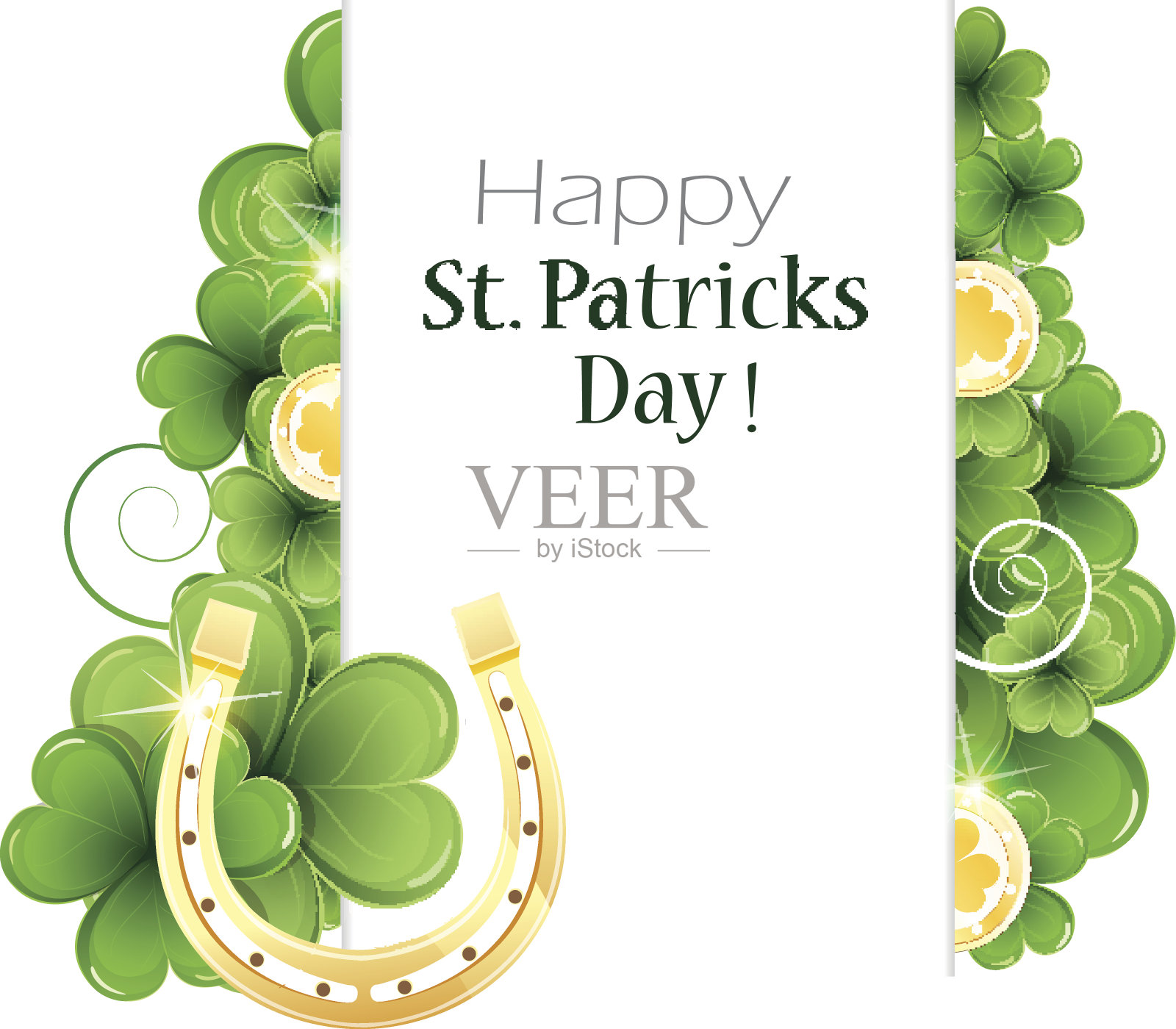 马蹄在三叶草插画图片素材