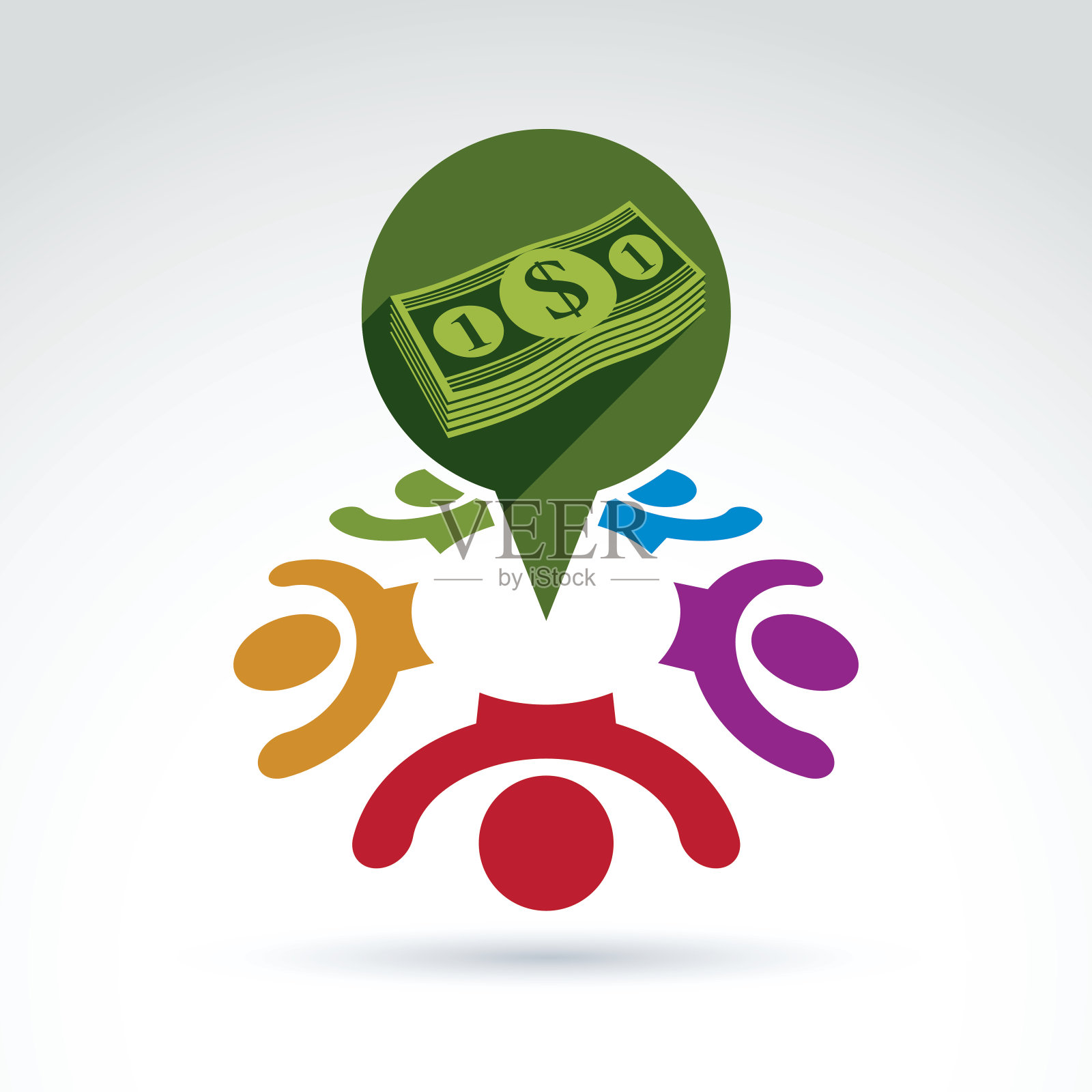 金融和社会货币主题图标，人，工作团队插画图片素材