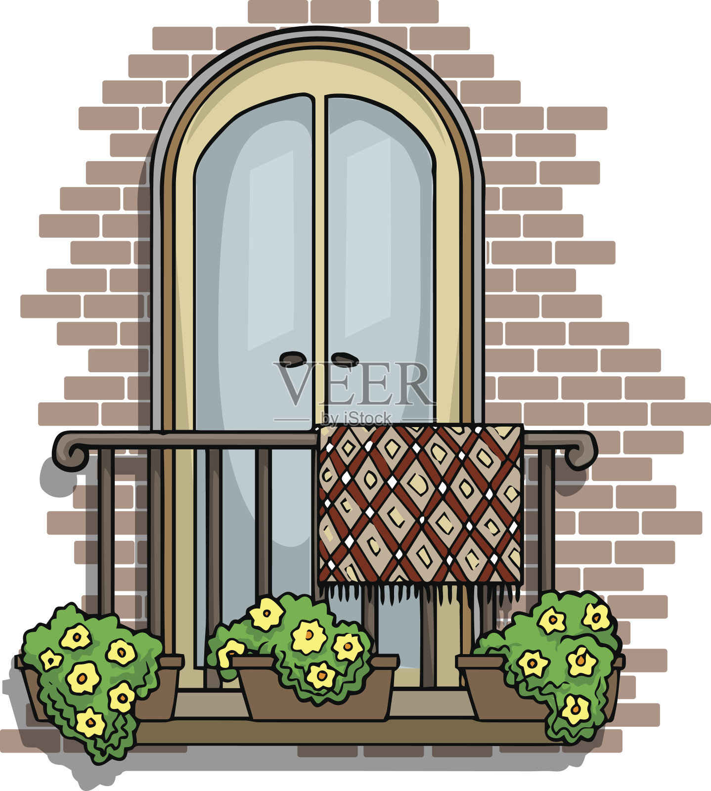 阳台插画图片素材