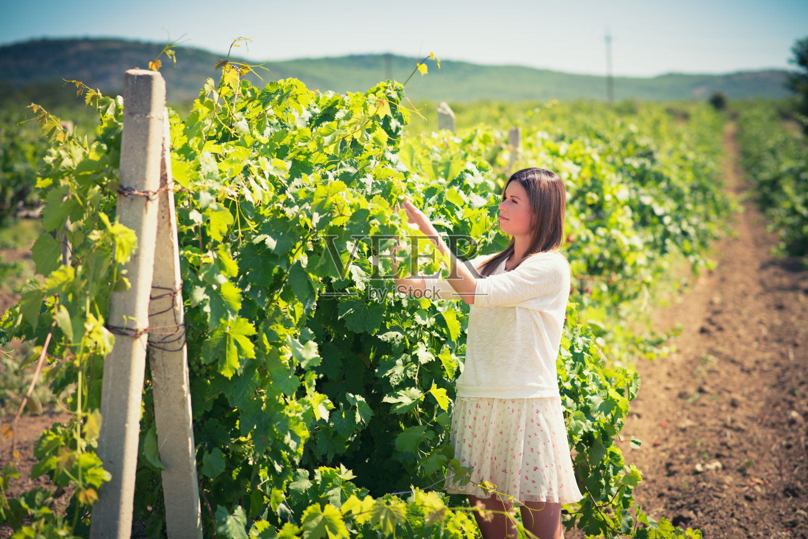 夕阳下的美女照片摄影图片