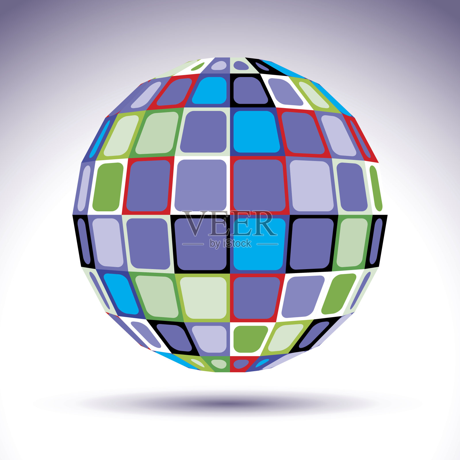 绿松石球形分形物体，三维球体。万花筒orb插画图片素材