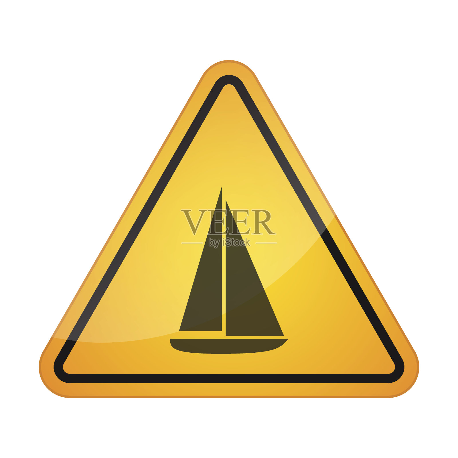 有船的危险信号图标插画图片素材