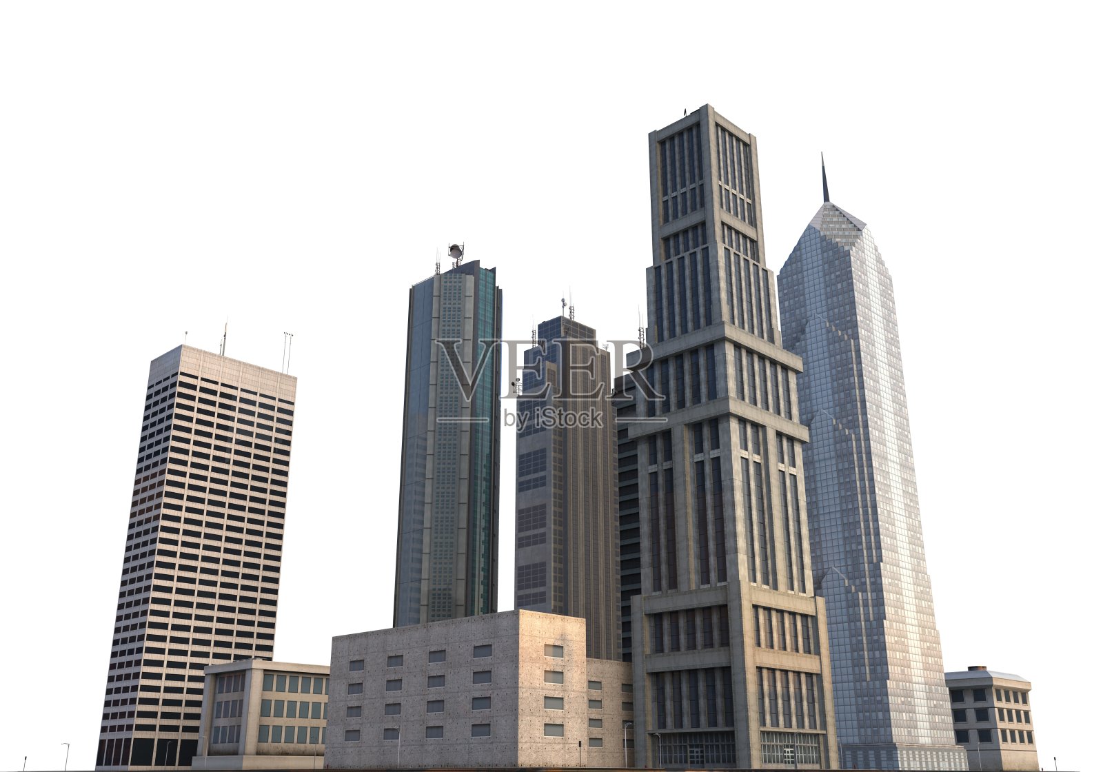 城市建筑孤立在白色上照片摄影图片