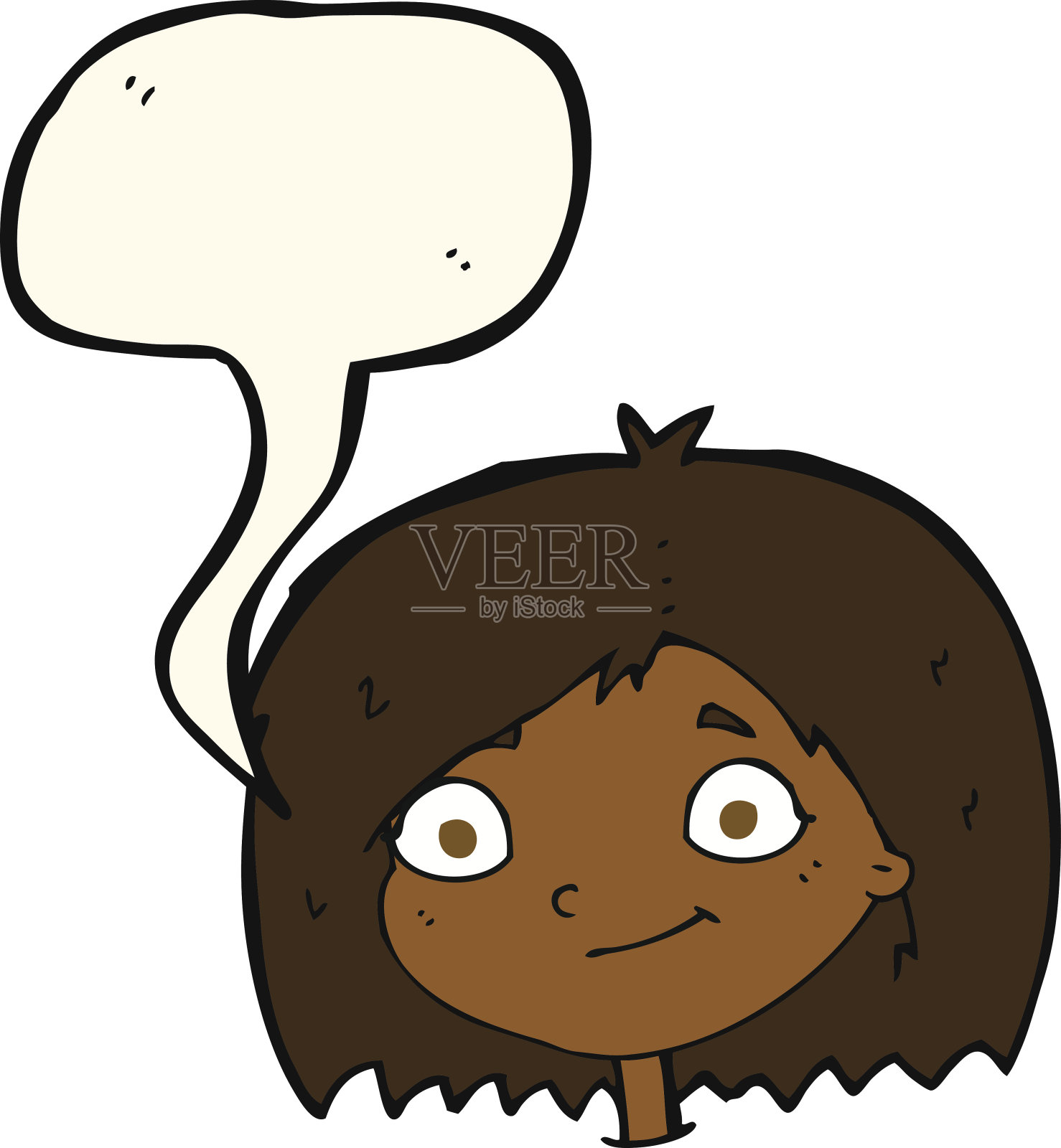 卡通快乐的女性脸上带着说话泡泡设计元素图片