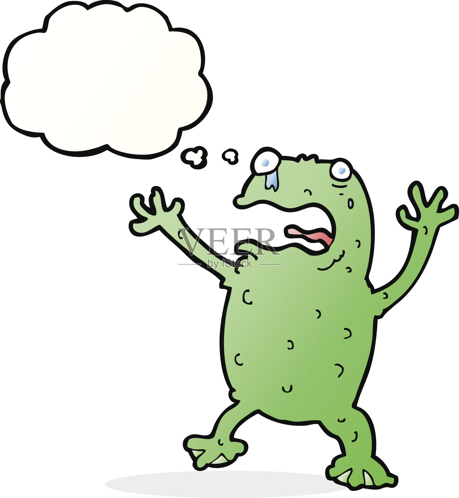 卡通吓唬青蛙用思想泡泡插画图片素材