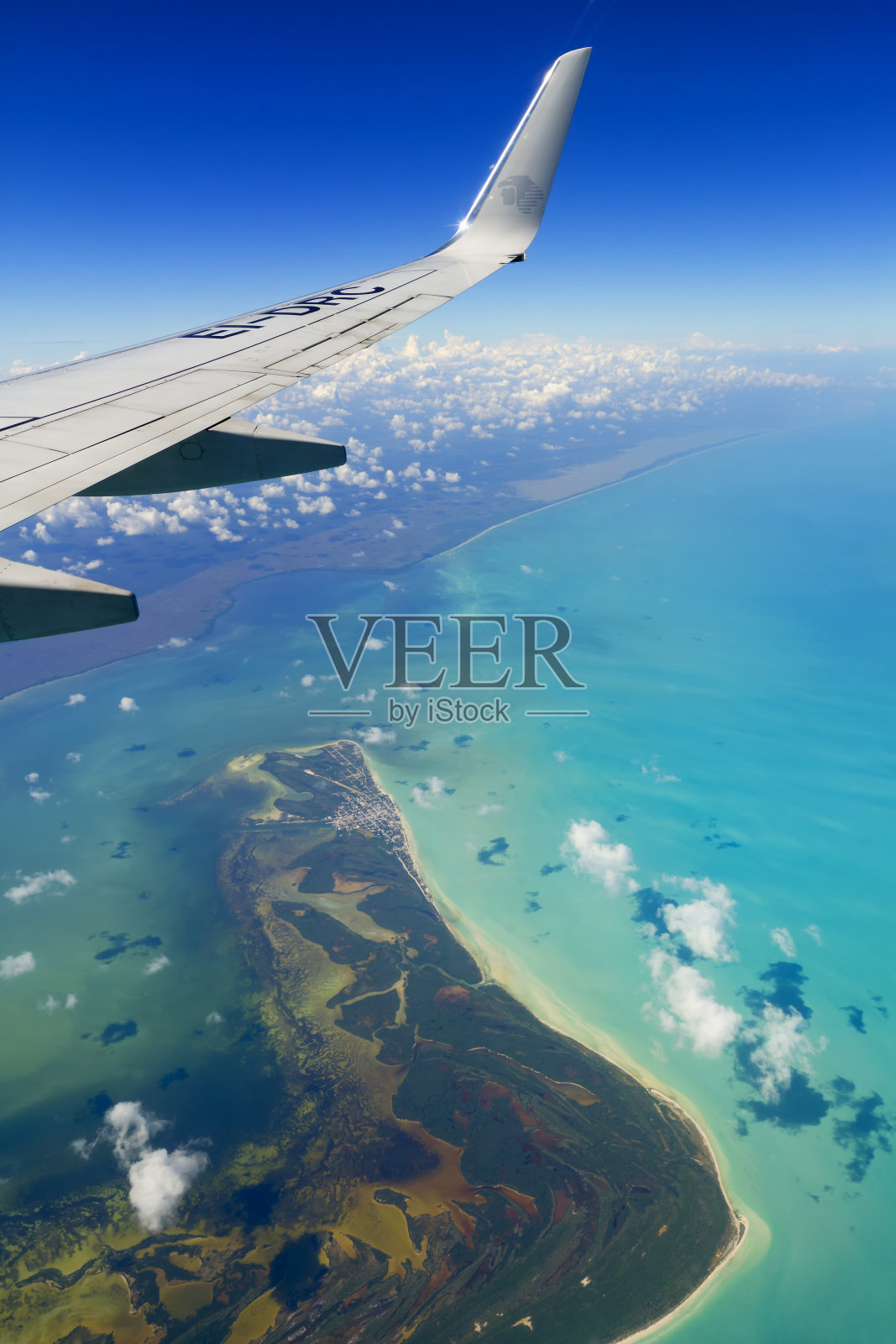 加勒比海的鸟瞰图。照片摄影图片