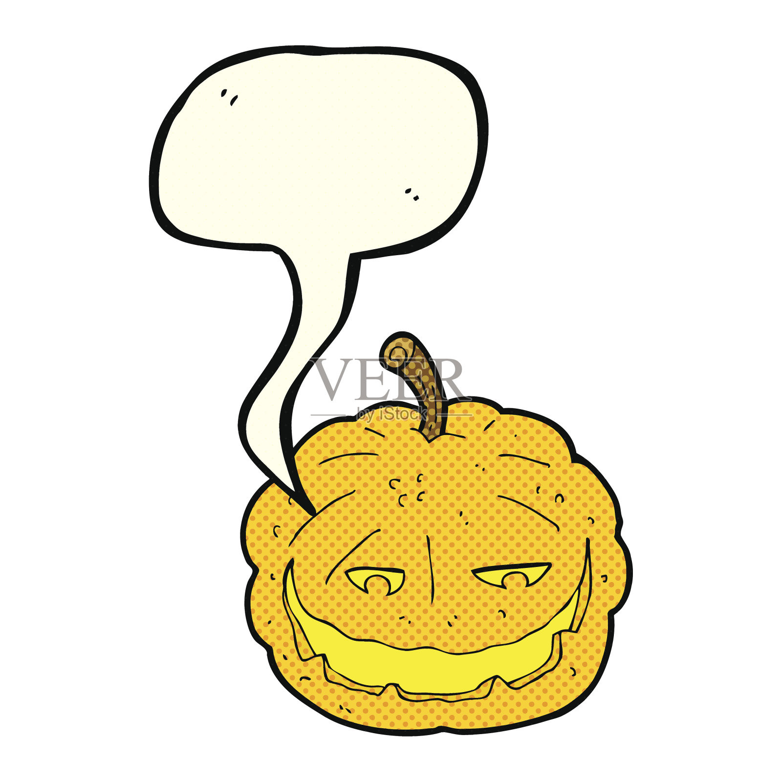 卡通万圣节南瓜与讲话气泡设计元素图片