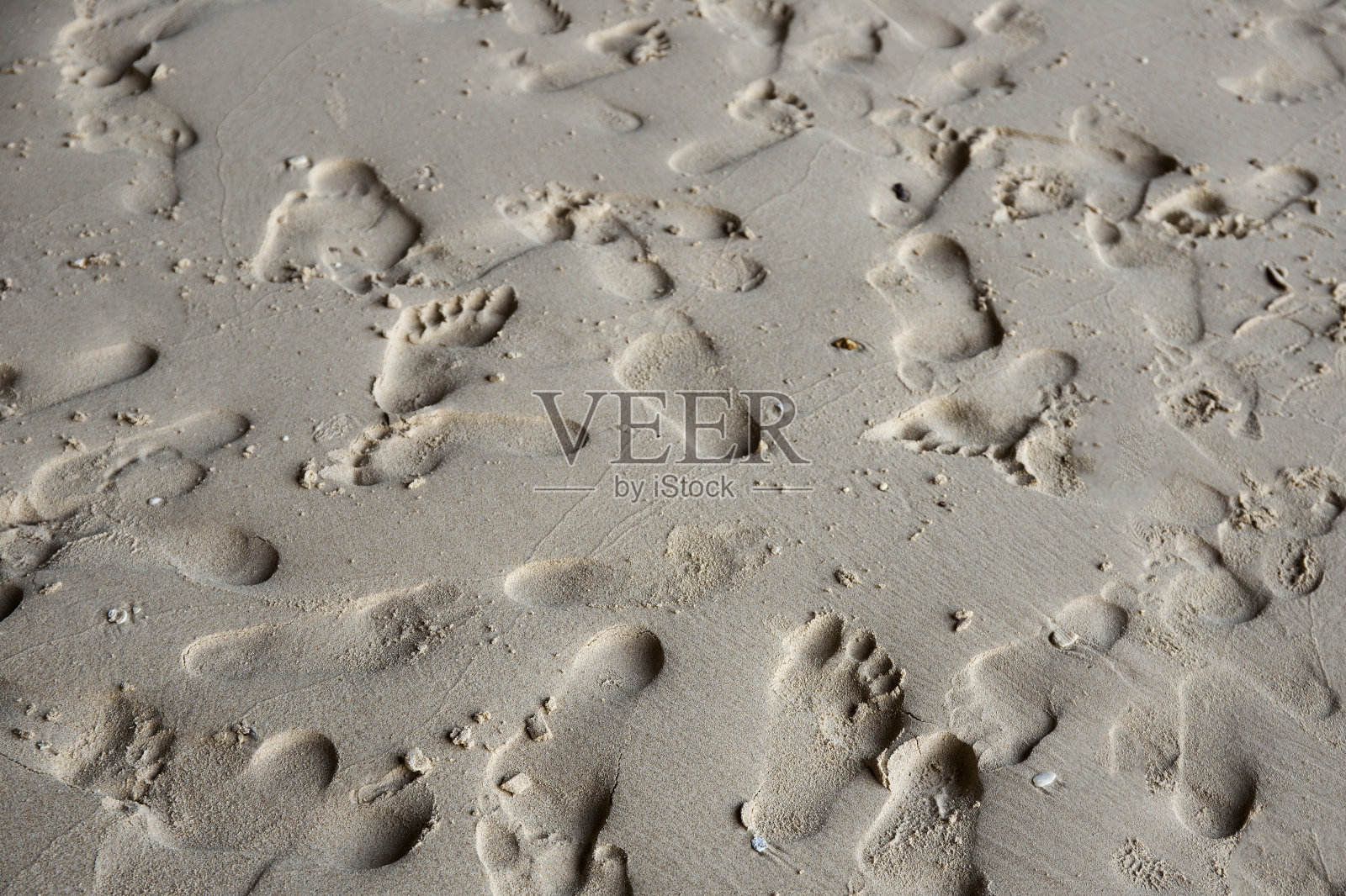 湿沙上的脚印照片摄影图片