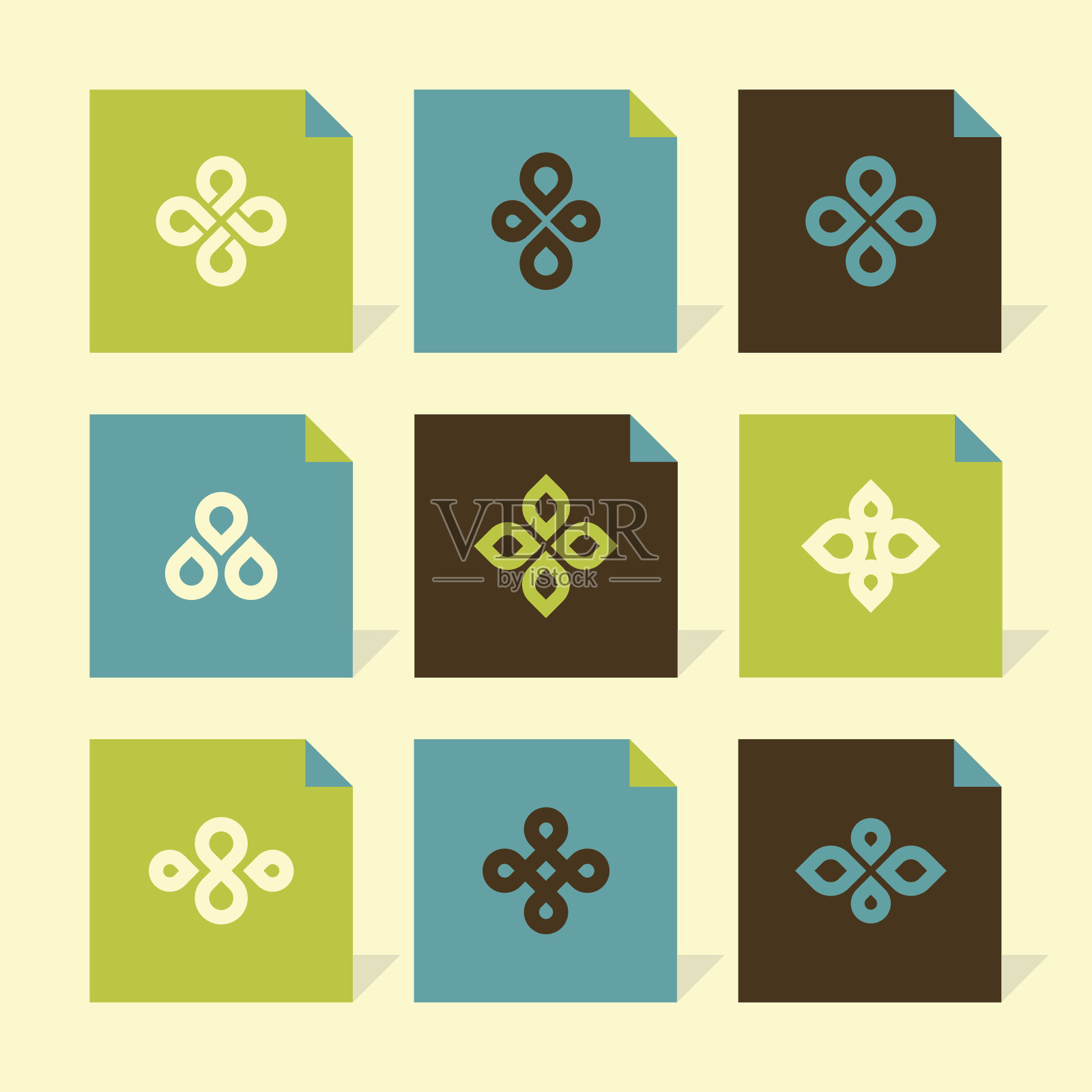 向量平面图标设置-植物符号图标素材