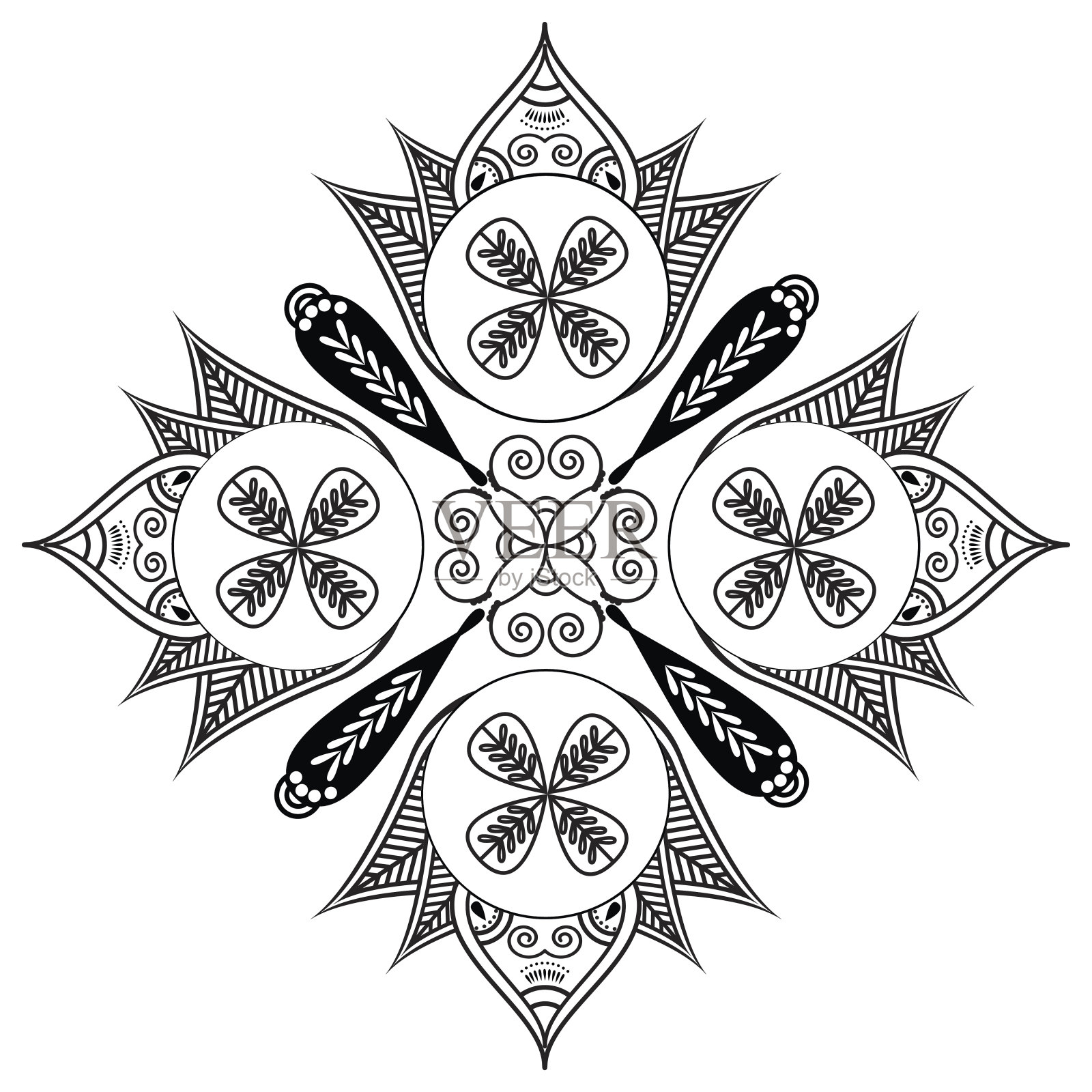 形状与椭圆对角元素的指甲花纹身插画图片素材