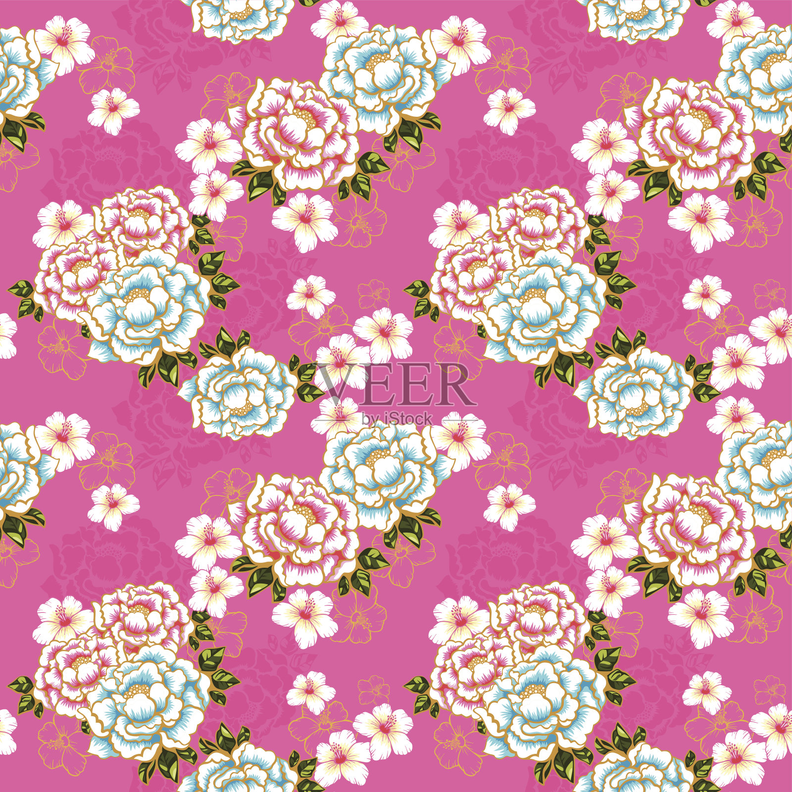 台湾客家文化花卉无缝图案插画图片素材