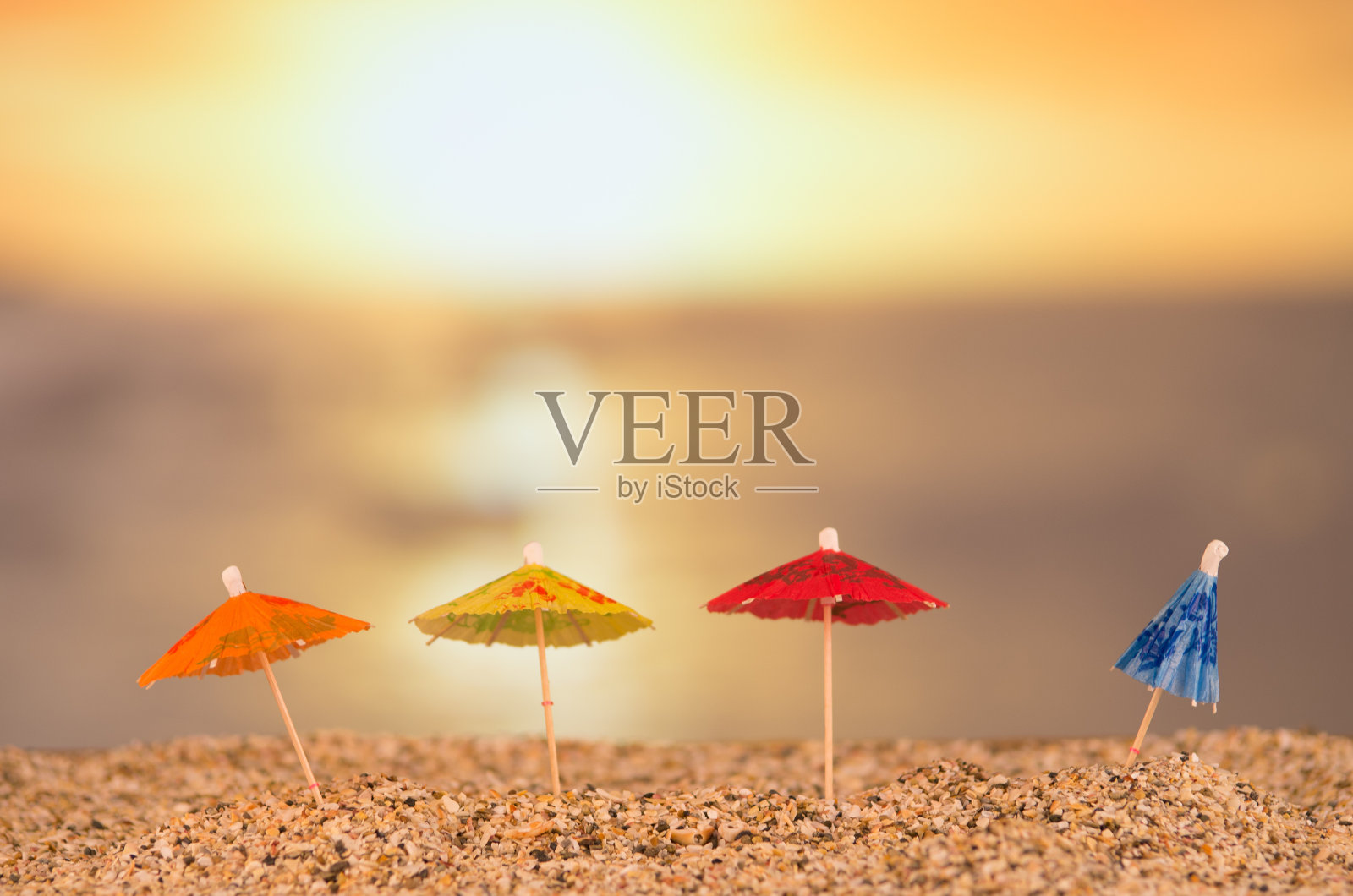 日落和海滩概念照片摄影图片