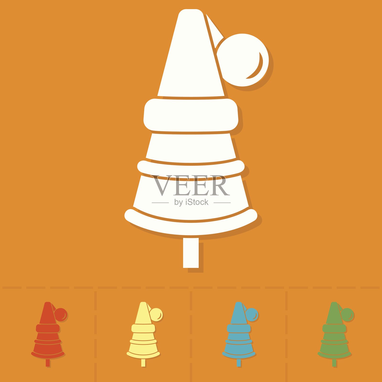 戴着帽子的圣诞树插画图片素材