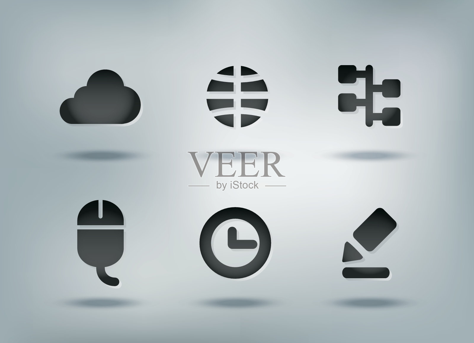 网页按钮图标设置矢量插图图标素材