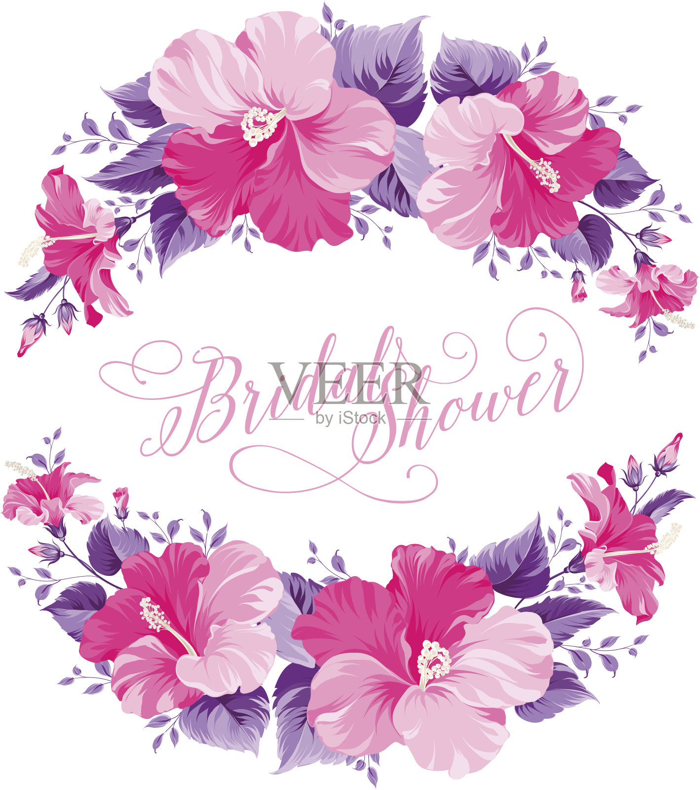 芙蓉花花环设计模板素材