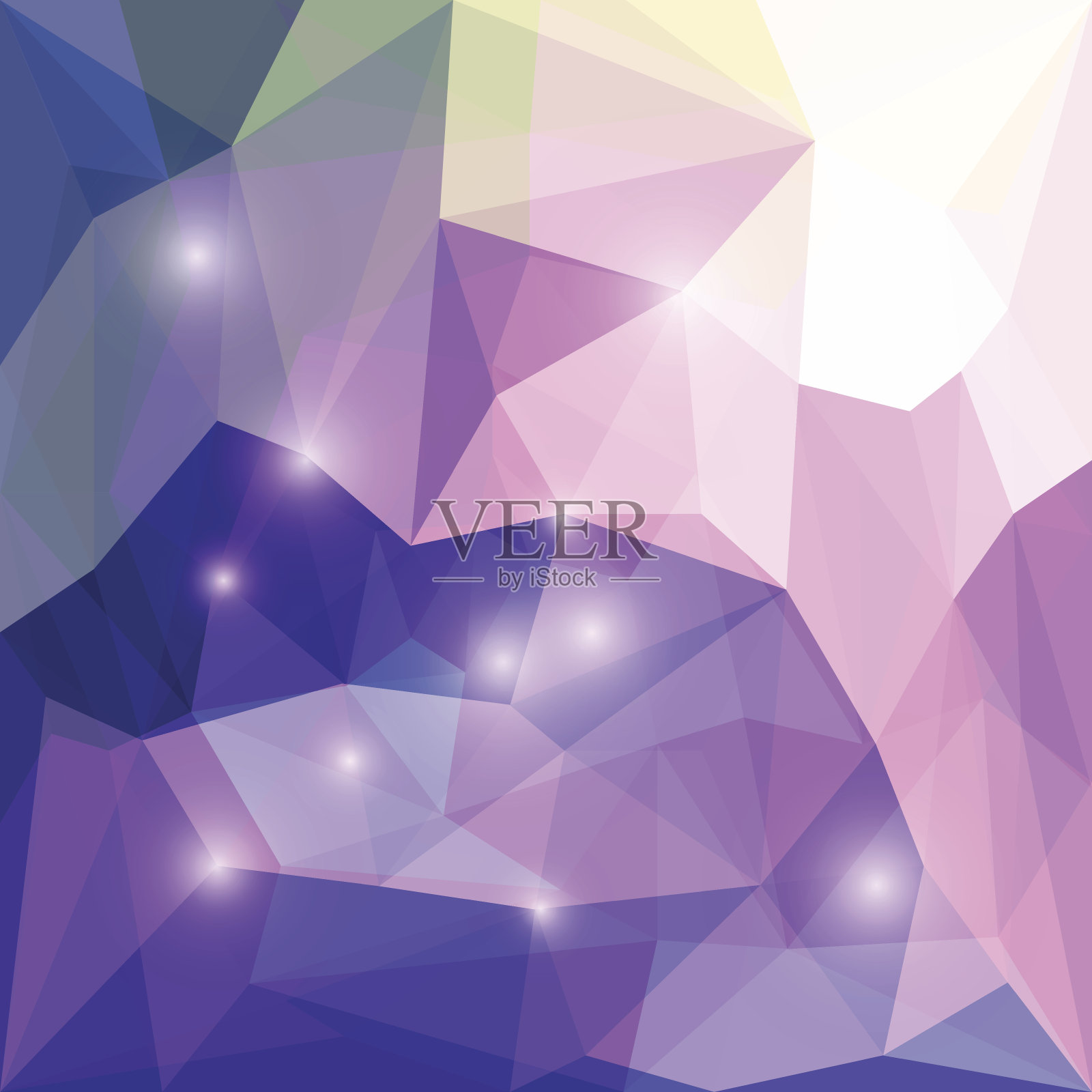 抽象明亮的多边形三角形背景与耀眼的灯光设计插画图片素材
