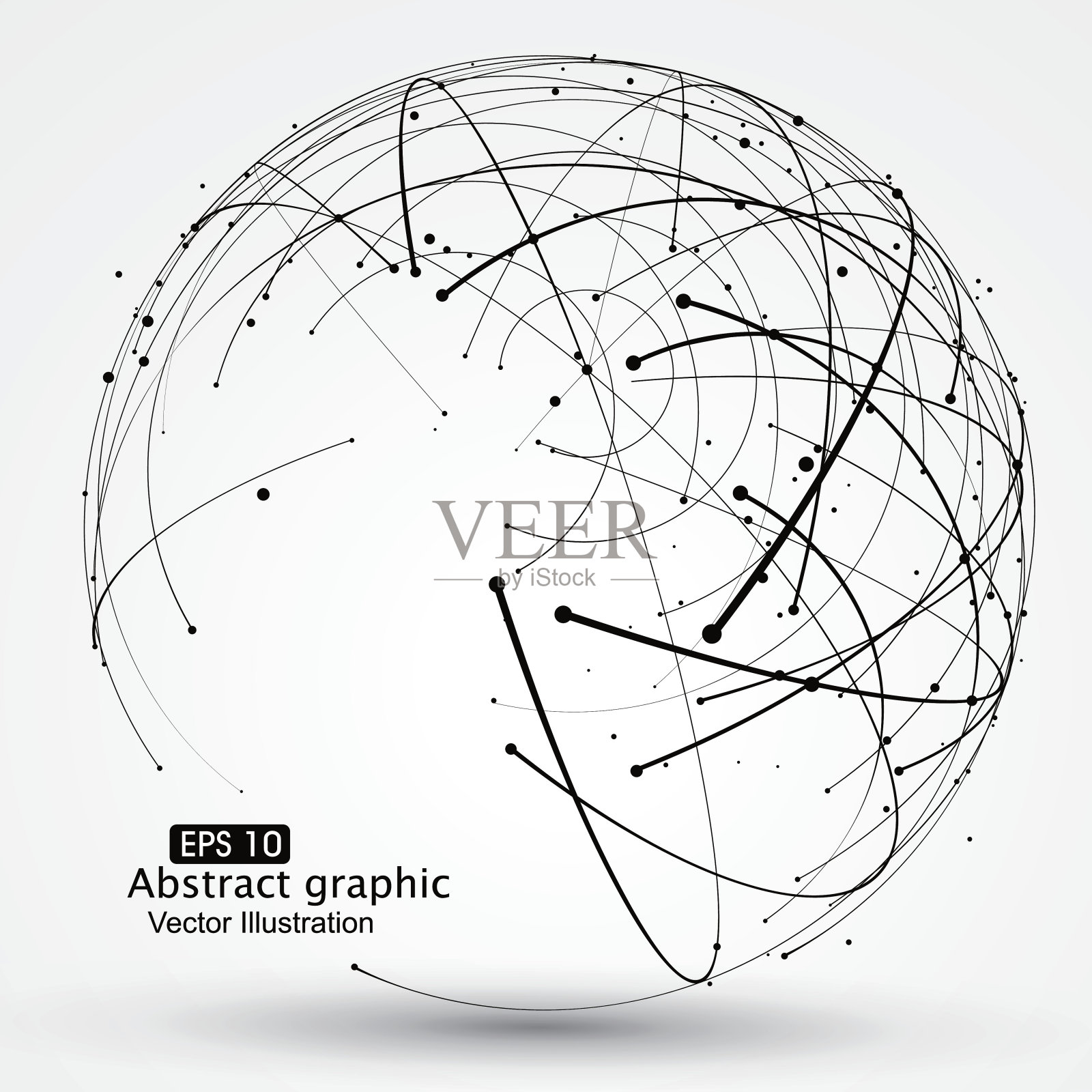 点和曲线构成了球体线框。插画图片素材