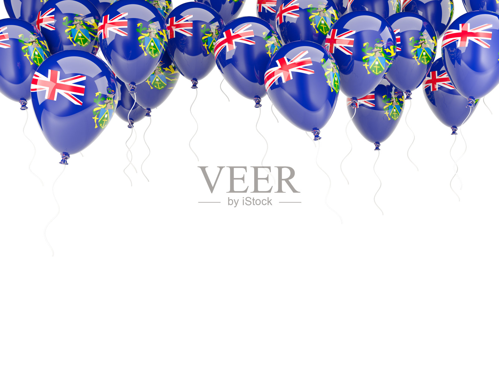 气球框架与皮特凯恩群岛的旗帜照片摄影图片