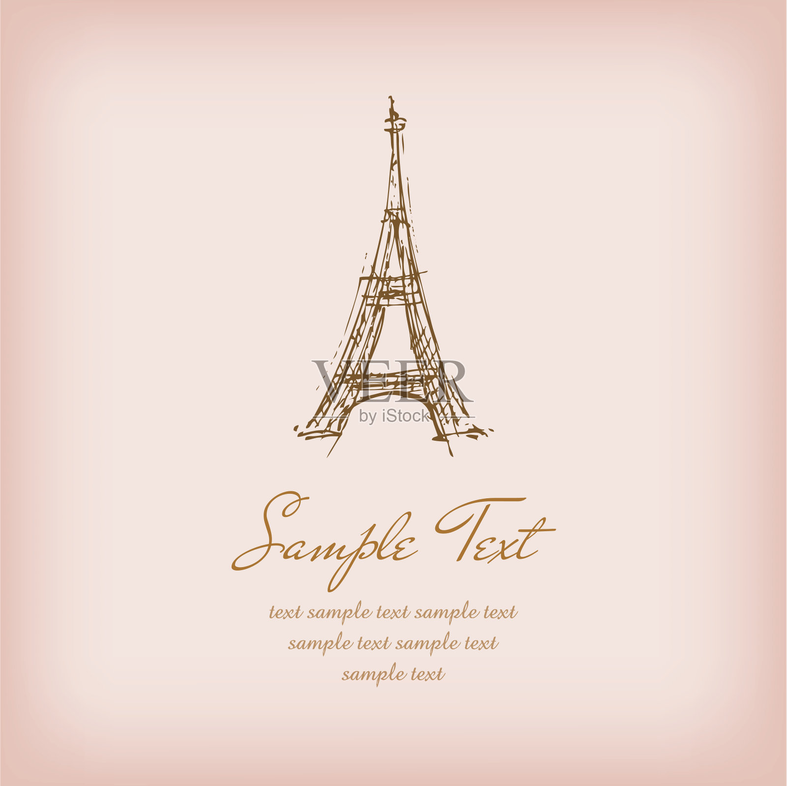 模板与草图的埃菲尔铁塔和样本文本设计元素图片