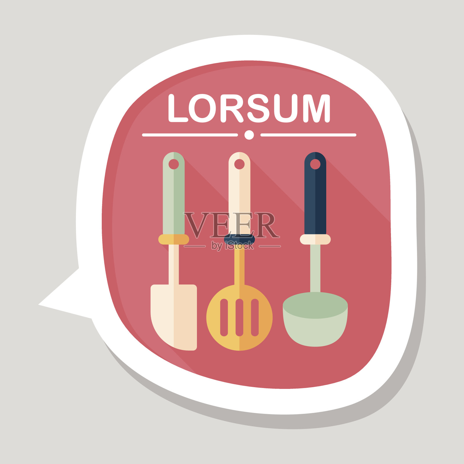 厨房用具平抹刀的长阴影图标，eps10插画图片素材