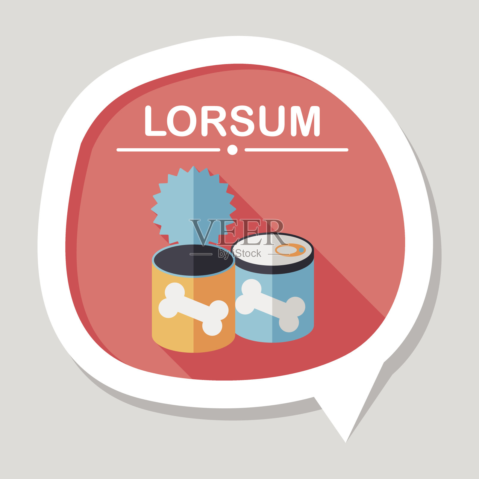 宠物狗粮可以平图标与长影子，eps10插画图片素材