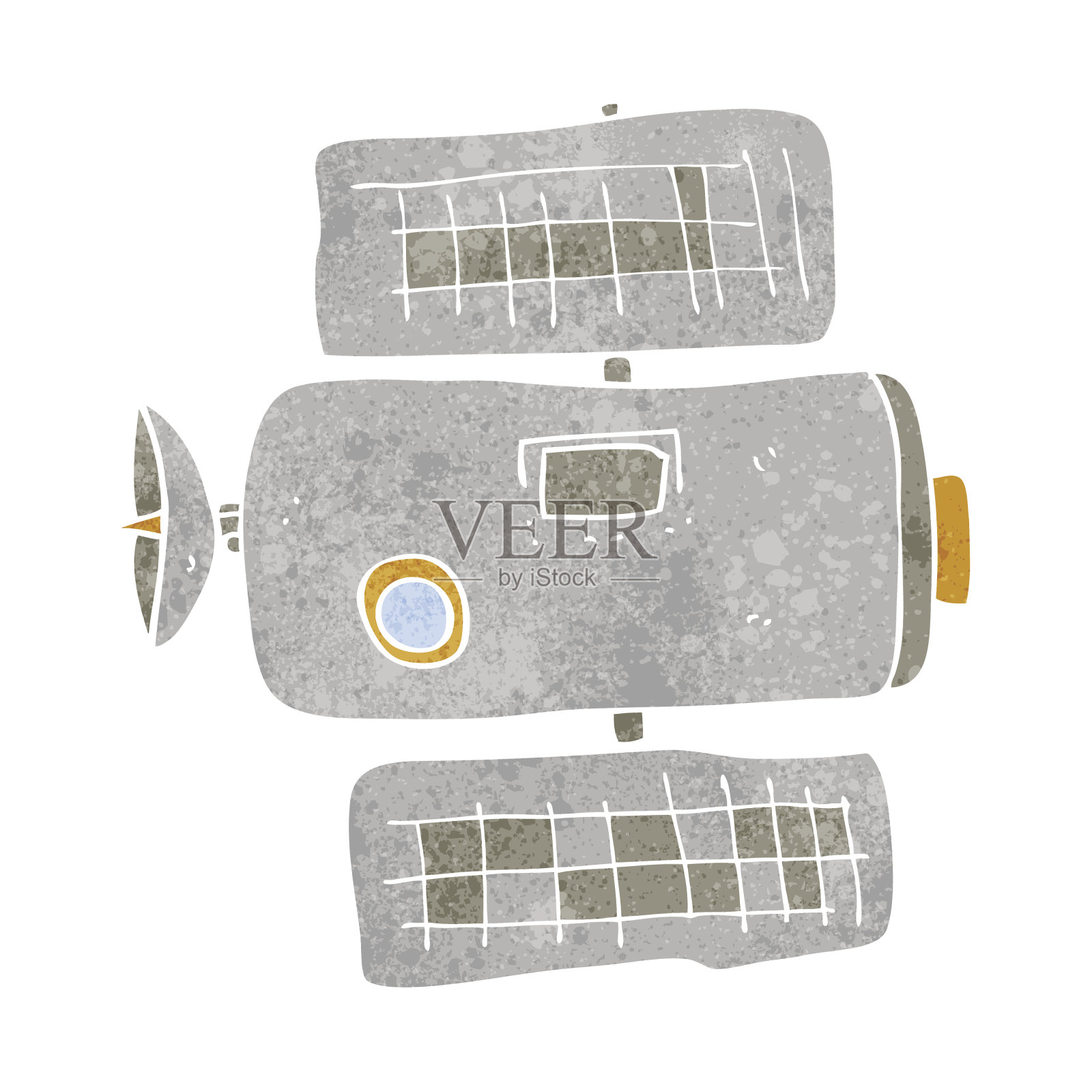 复古卡通太空站插画图片素材