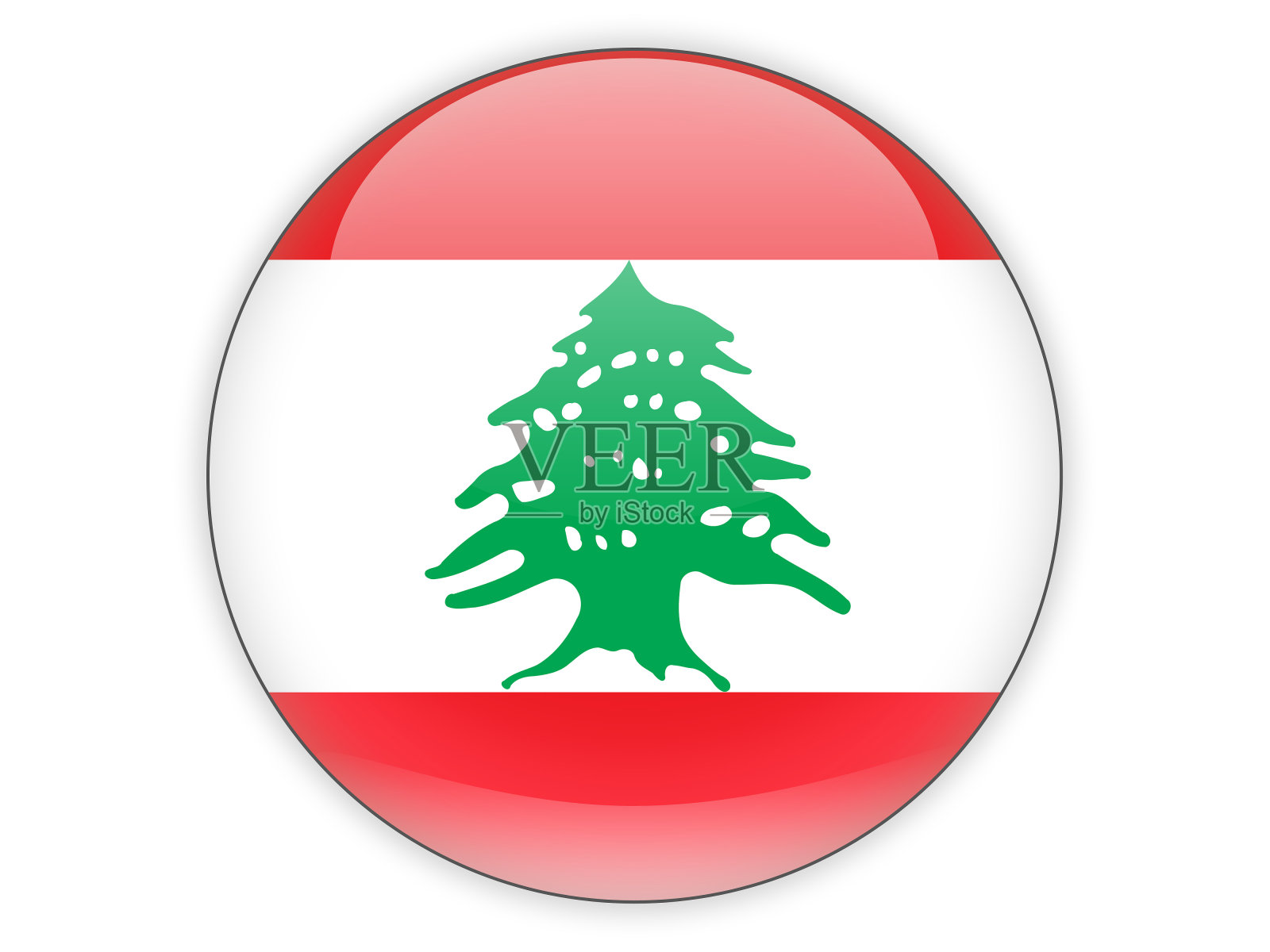 黎巴嫩国旗圆形图标照片摄影图片