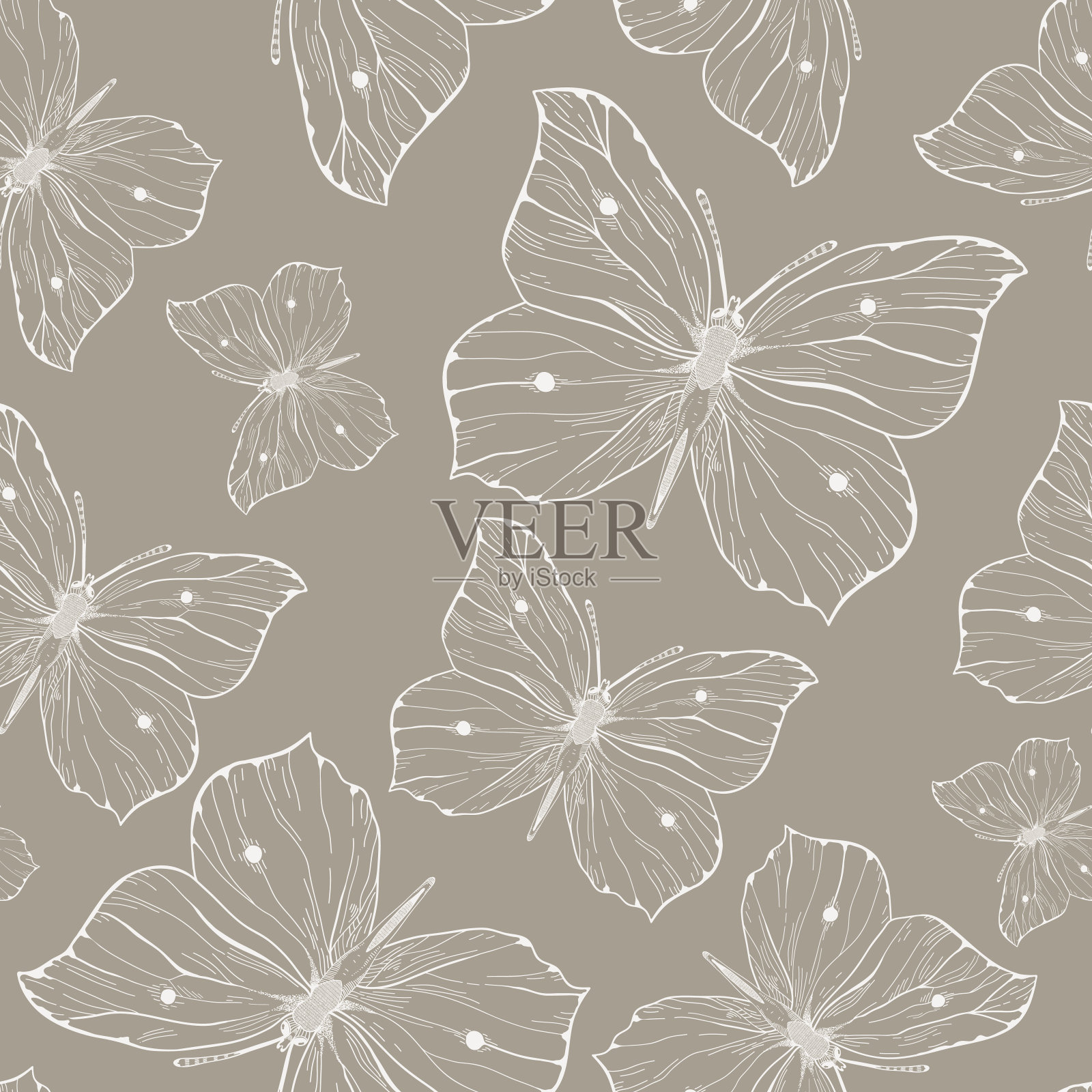 蝴蝶无缝图案插画图片素材