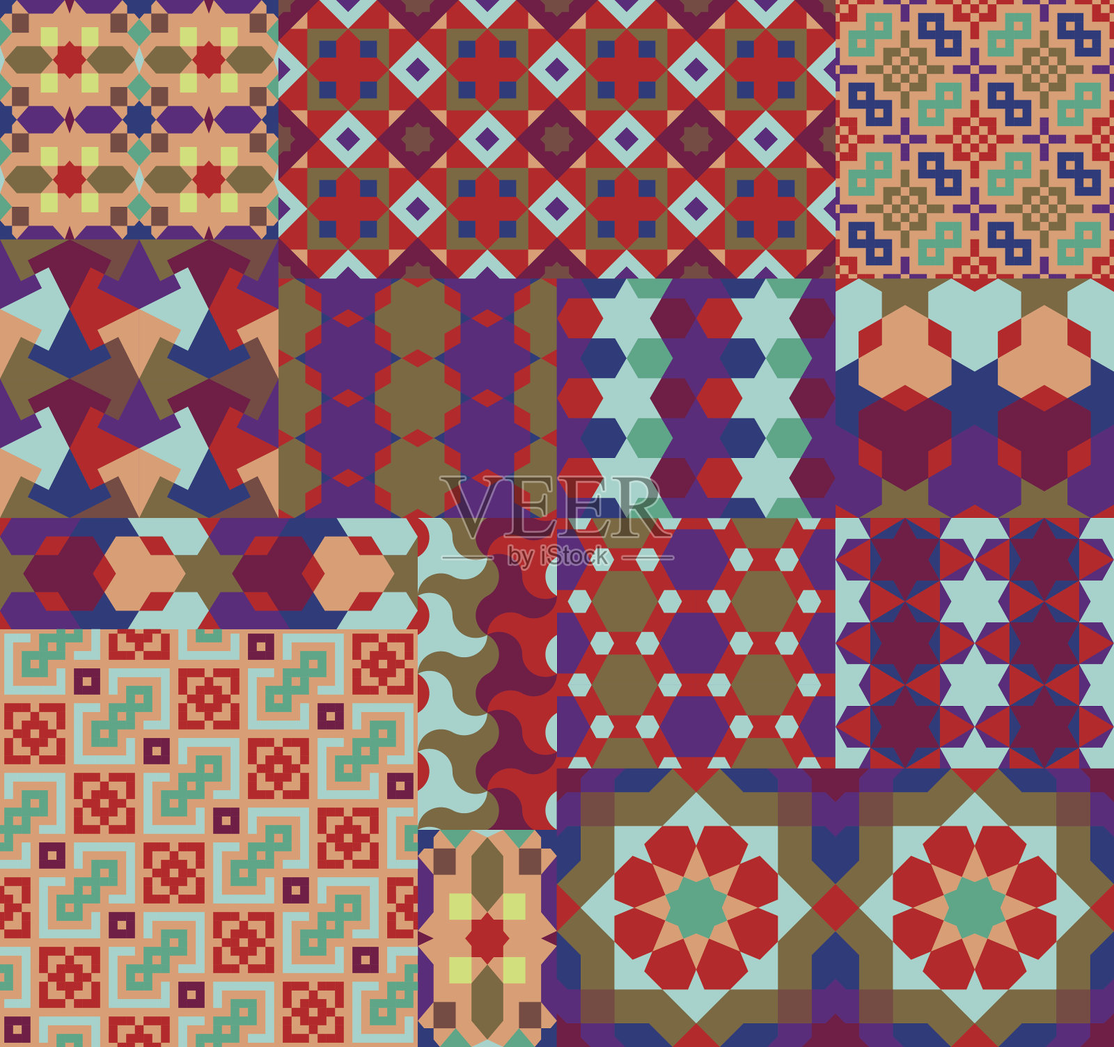 无缝模式设置在摩洛哥风格插画图片素材