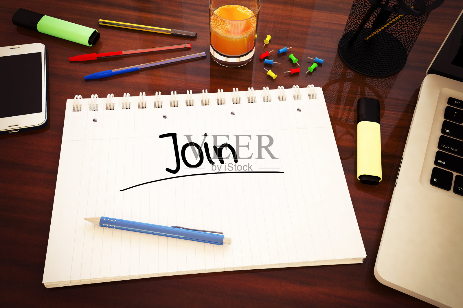 一页写着“联接”的记事本照片摄影图片