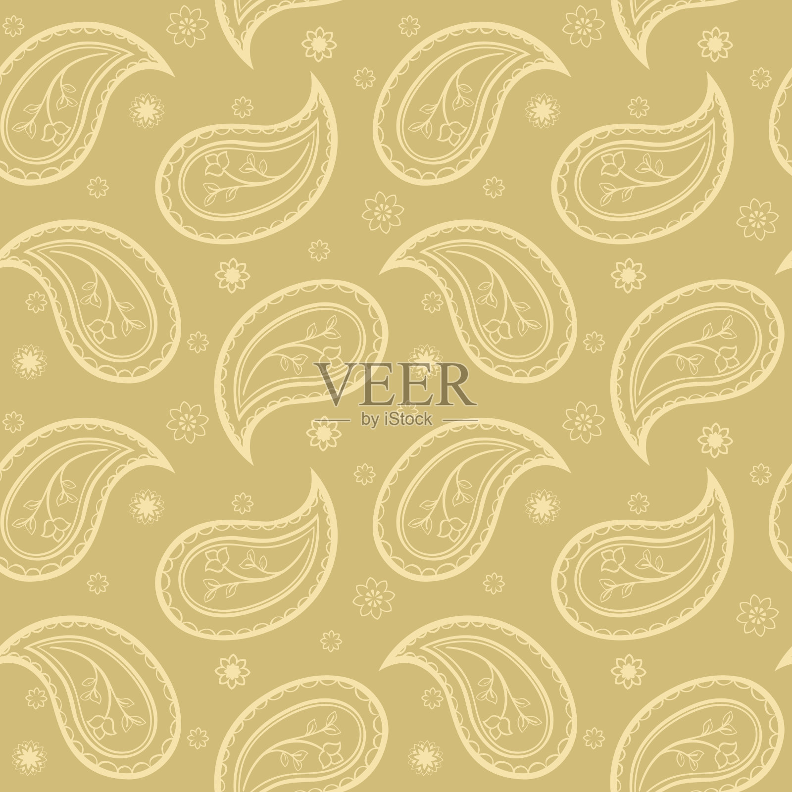 佩斯利花装饰。插画图片素材