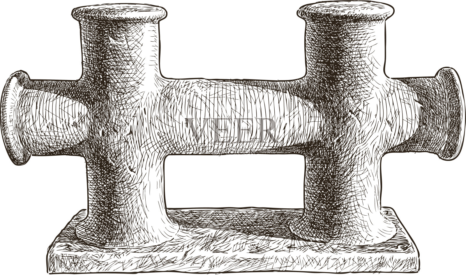 老带缆桩插画图片素材