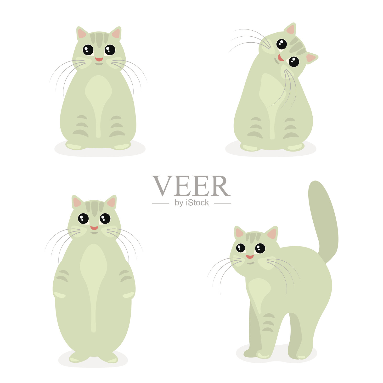 可爱的猫在不同的姿态在平面设计插画图片素材