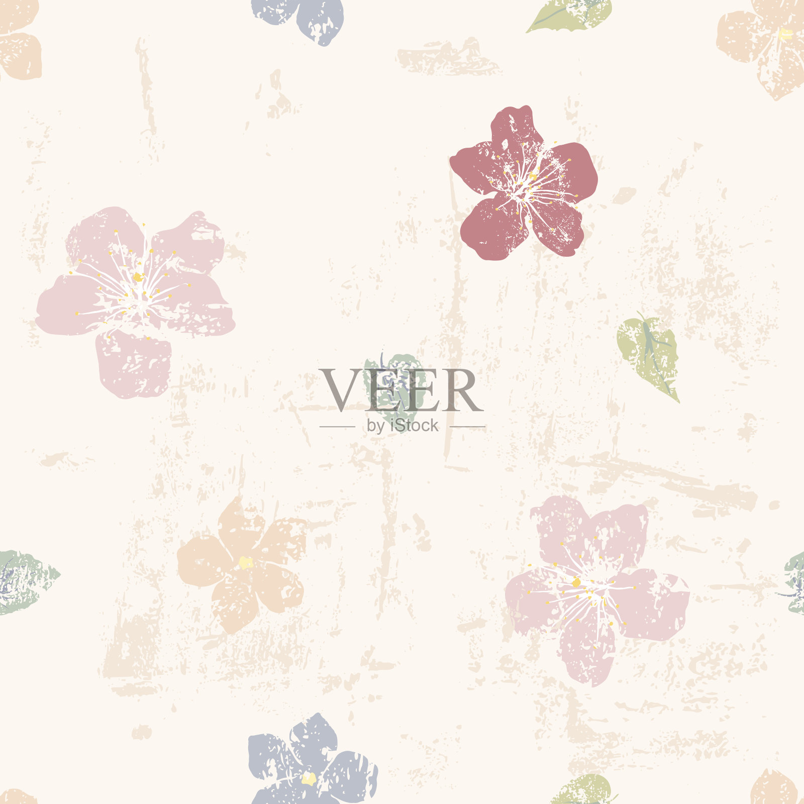 邋遢的花无缝图案插画图片素材