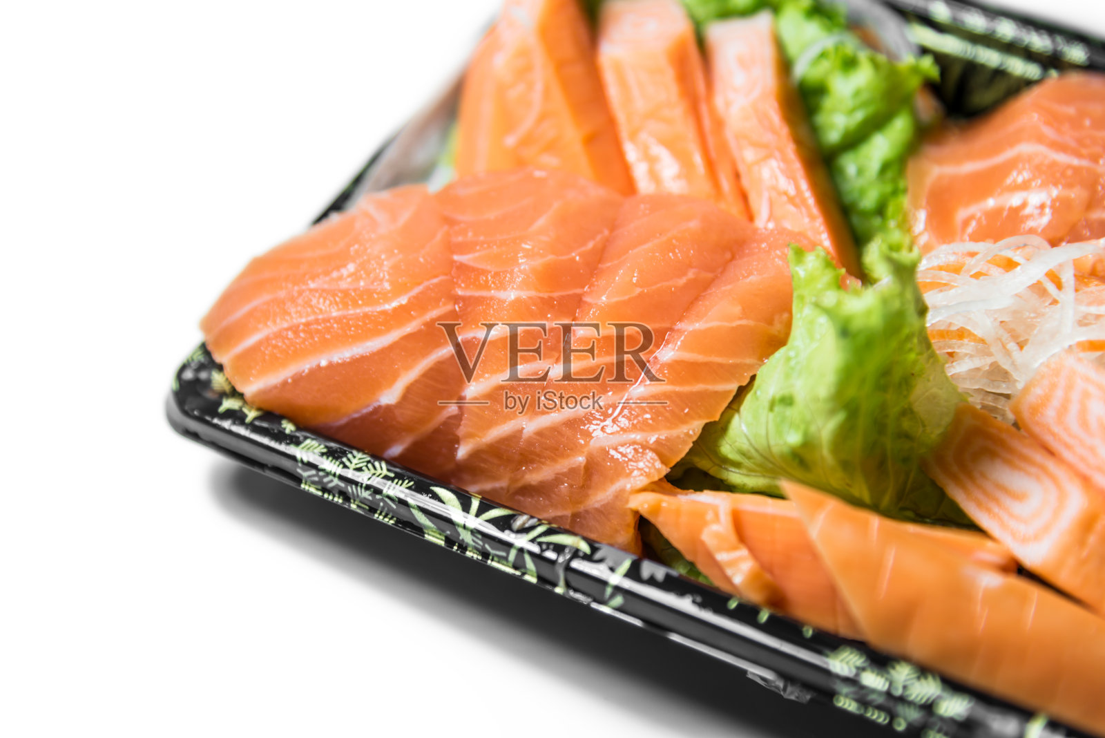 切片生三文鱼生鱼片特写照片摄影图片