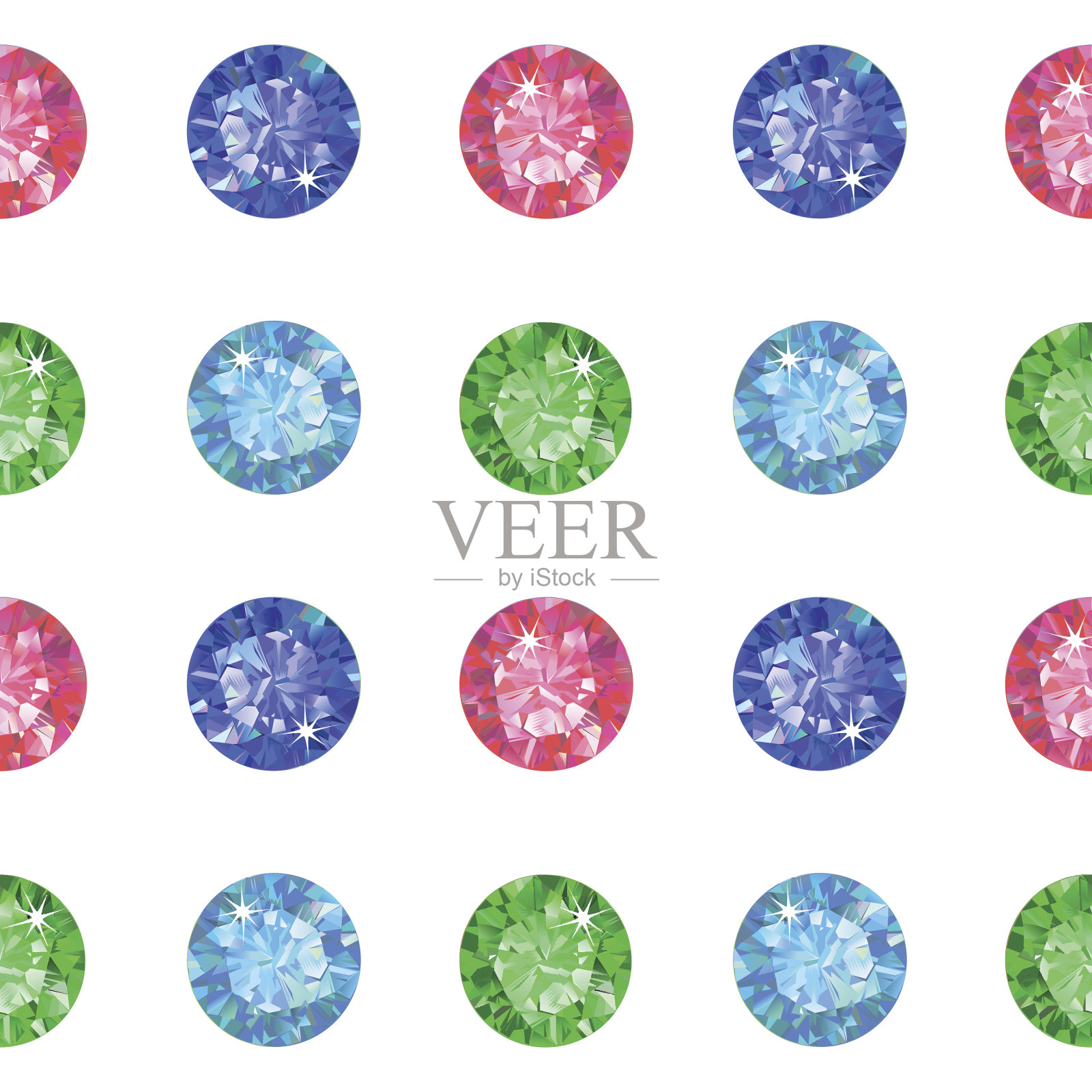 无缝纹理的彩色宝石孤立的背景插画图片素材