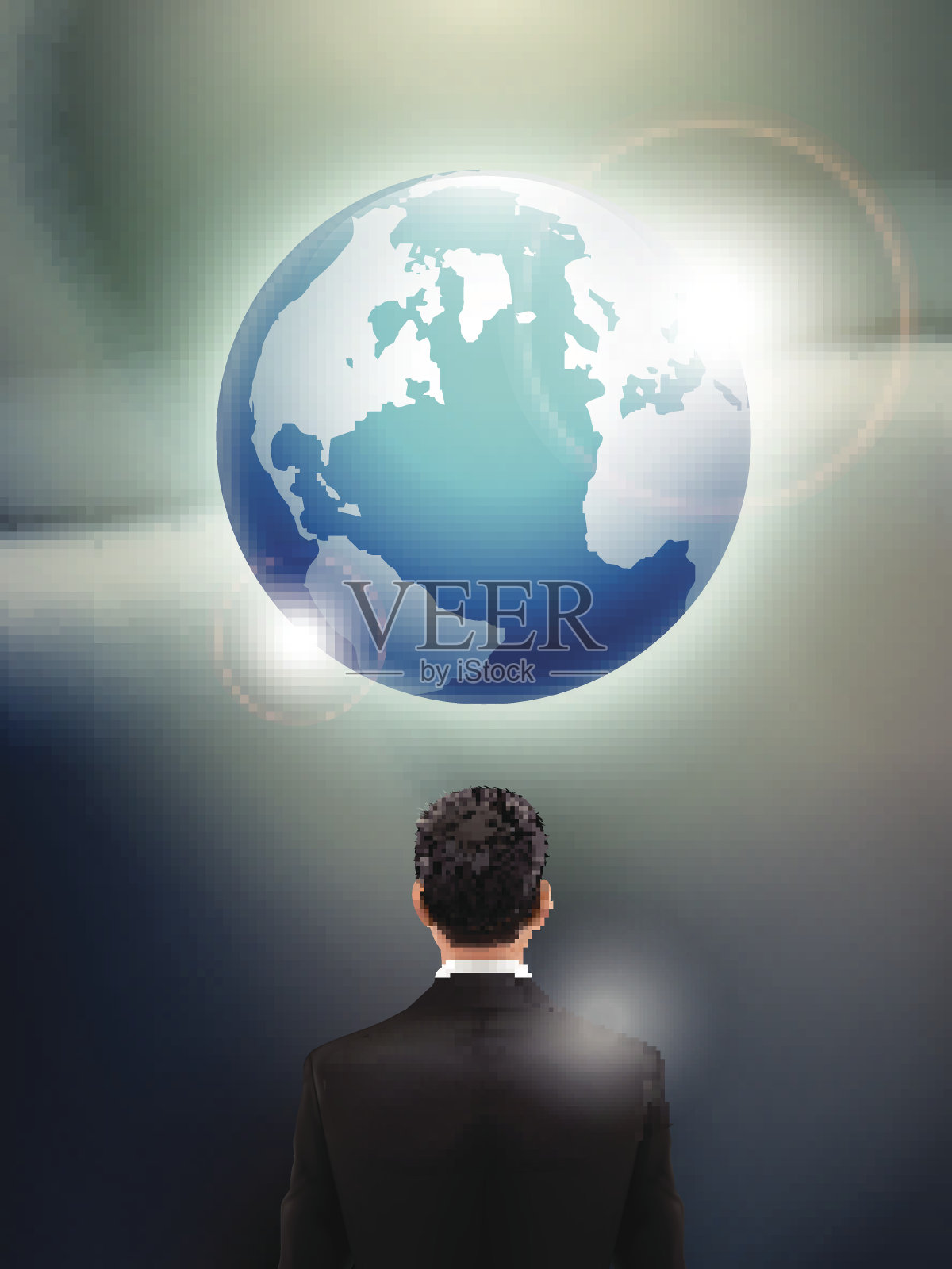 商人看现实的地球图形插画图片素材