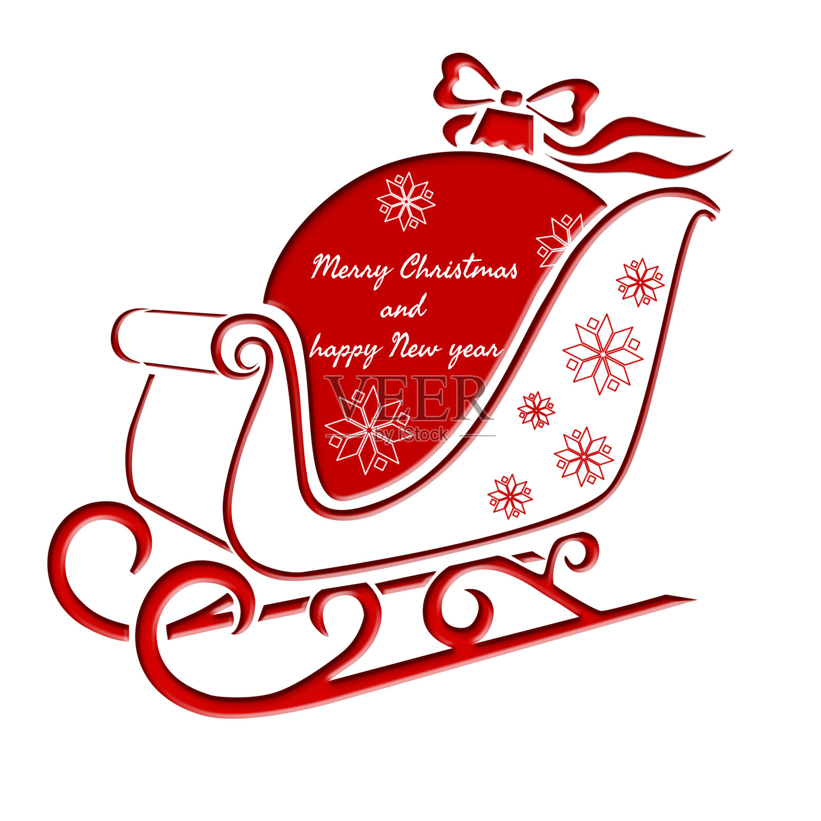 圣诞雪橇与圣诞球-贺卡照片摄影图片