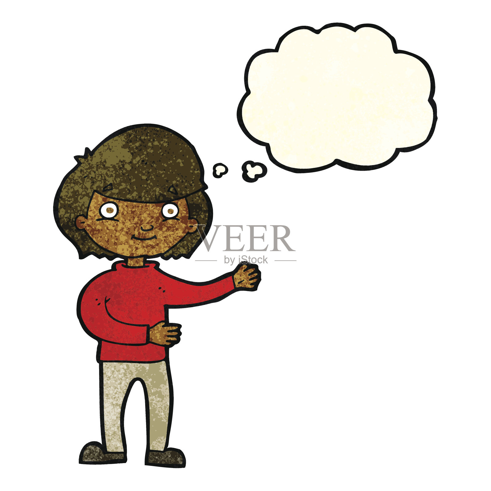 卡通快乐的人与思想泡沫插画图片素材