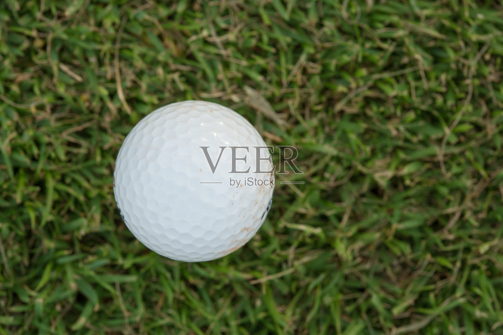 草地上的高尔夫球和高尔夫俱乐部照片摄影图片